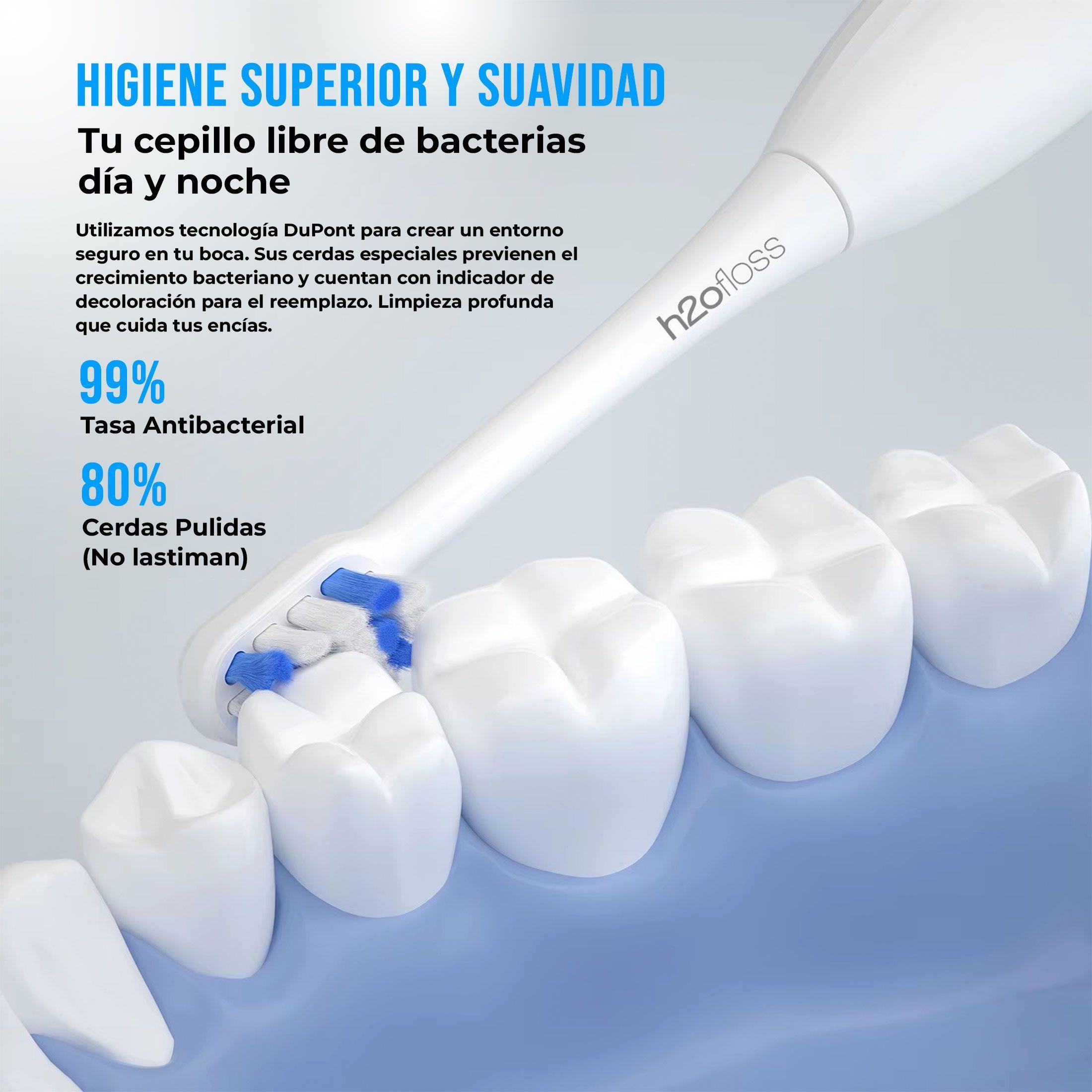 Cepillo De Dientes El ctrico S nico H2ofloss Color Blanco-7
