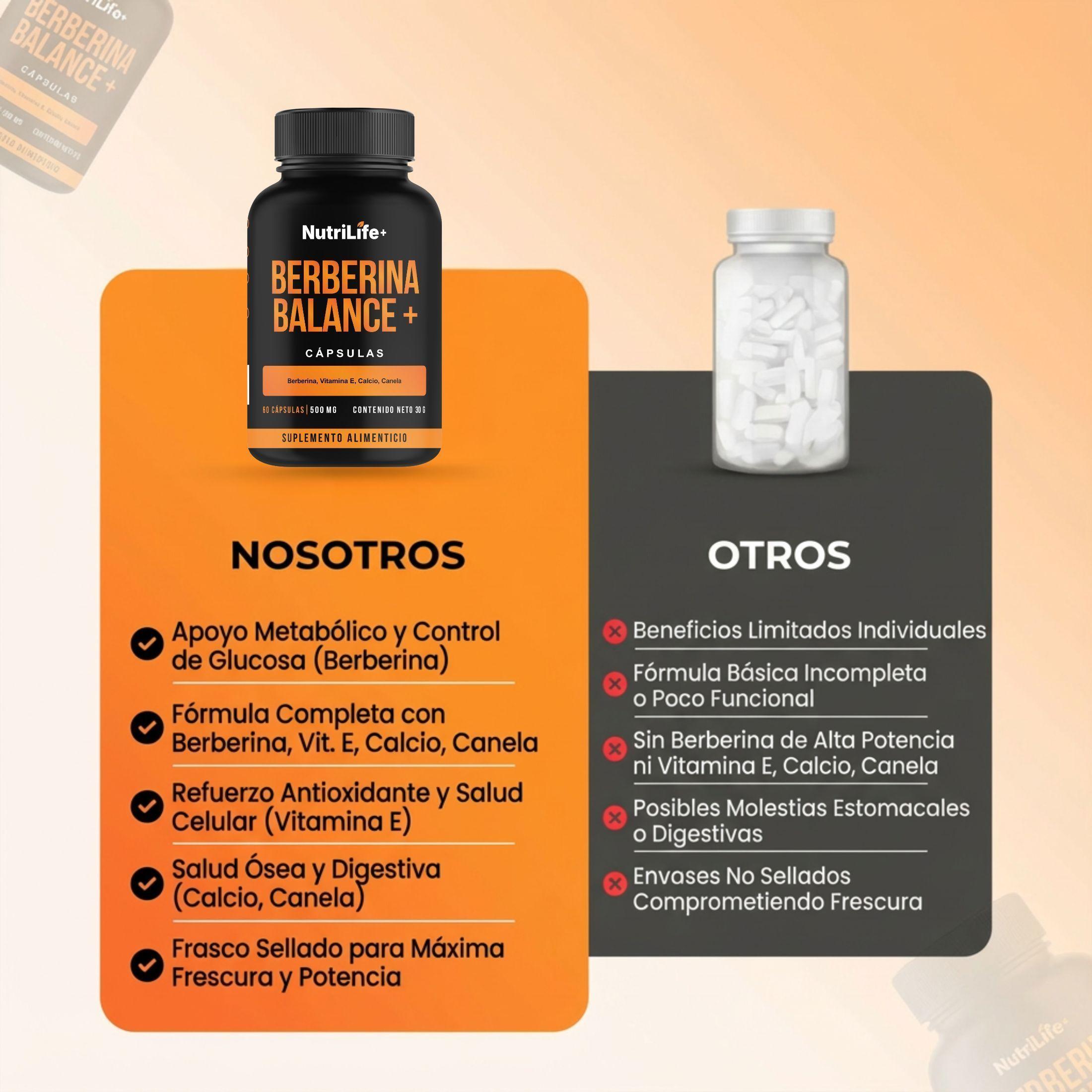 Berberina 60 Capsulas Nutrilife+ 500 Mg Soporte De Glucosa Suplementos Sin Sabor-7