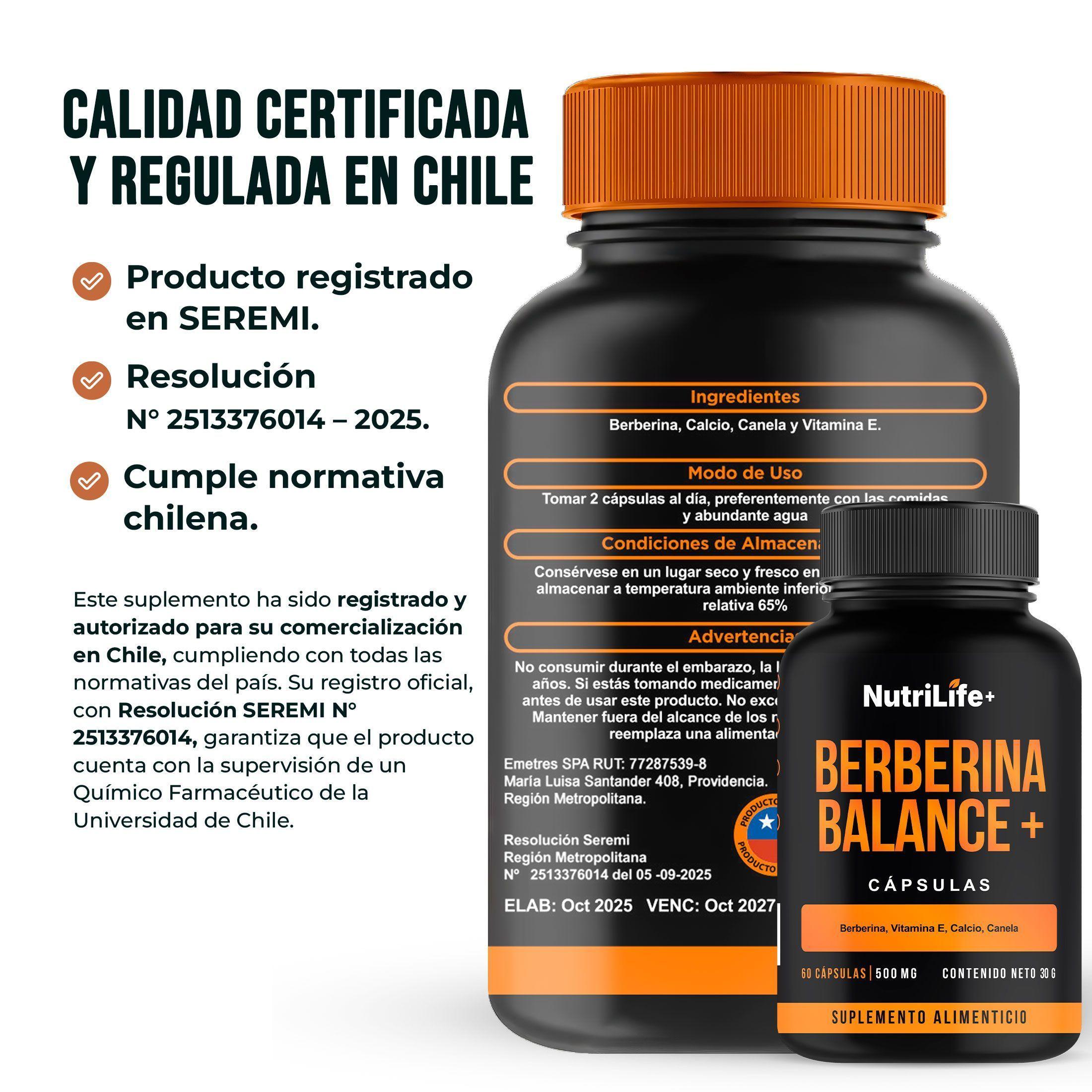 Berberina 60 Capsulas Nutrilife+ 500 Mg Soporte De Glucosa Suplementos Sin Sabor-9