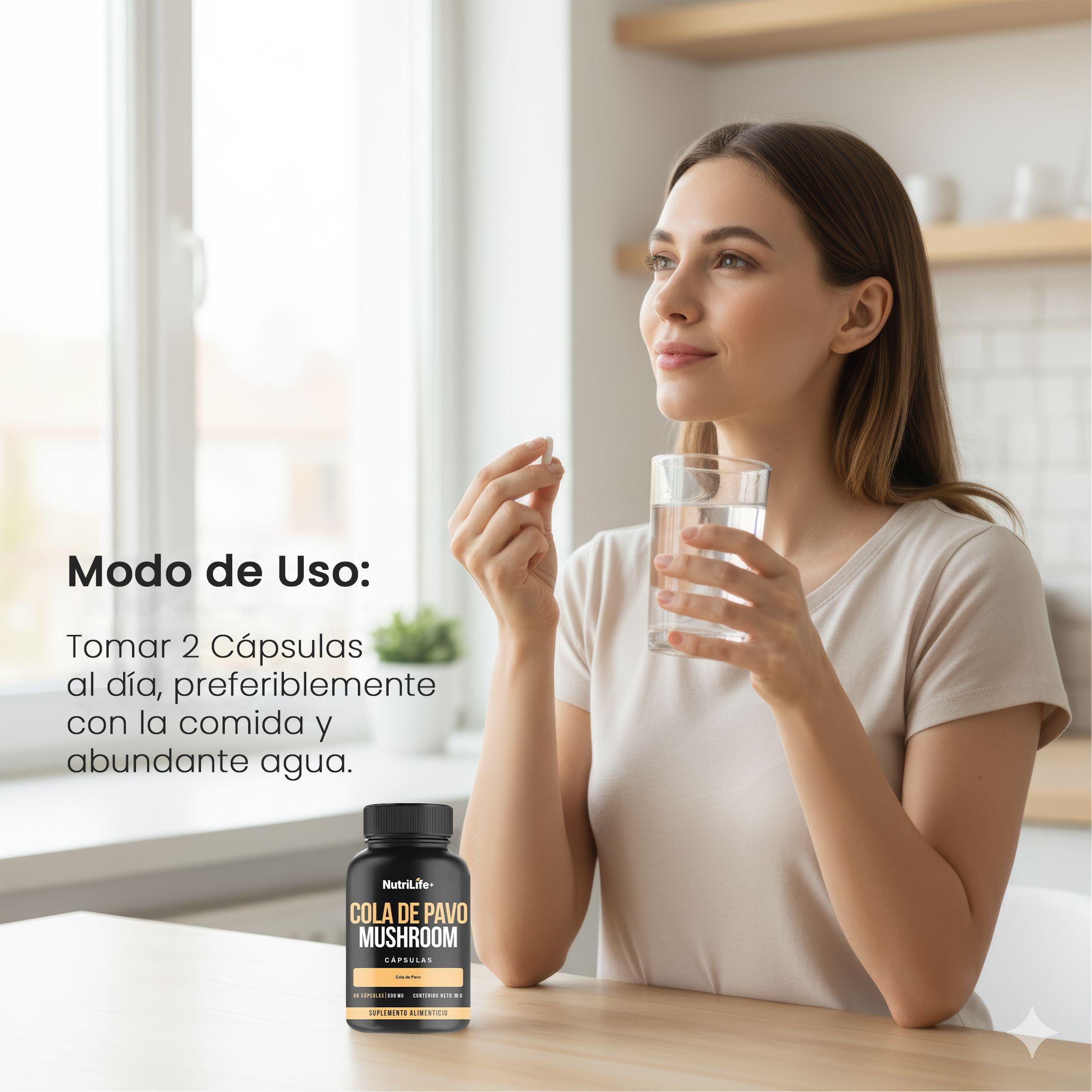 Pack 2 Cola De Pavo 120 Capsulas 500 mg Nutrilife+ Sistema Inmune Sin Sabor-4