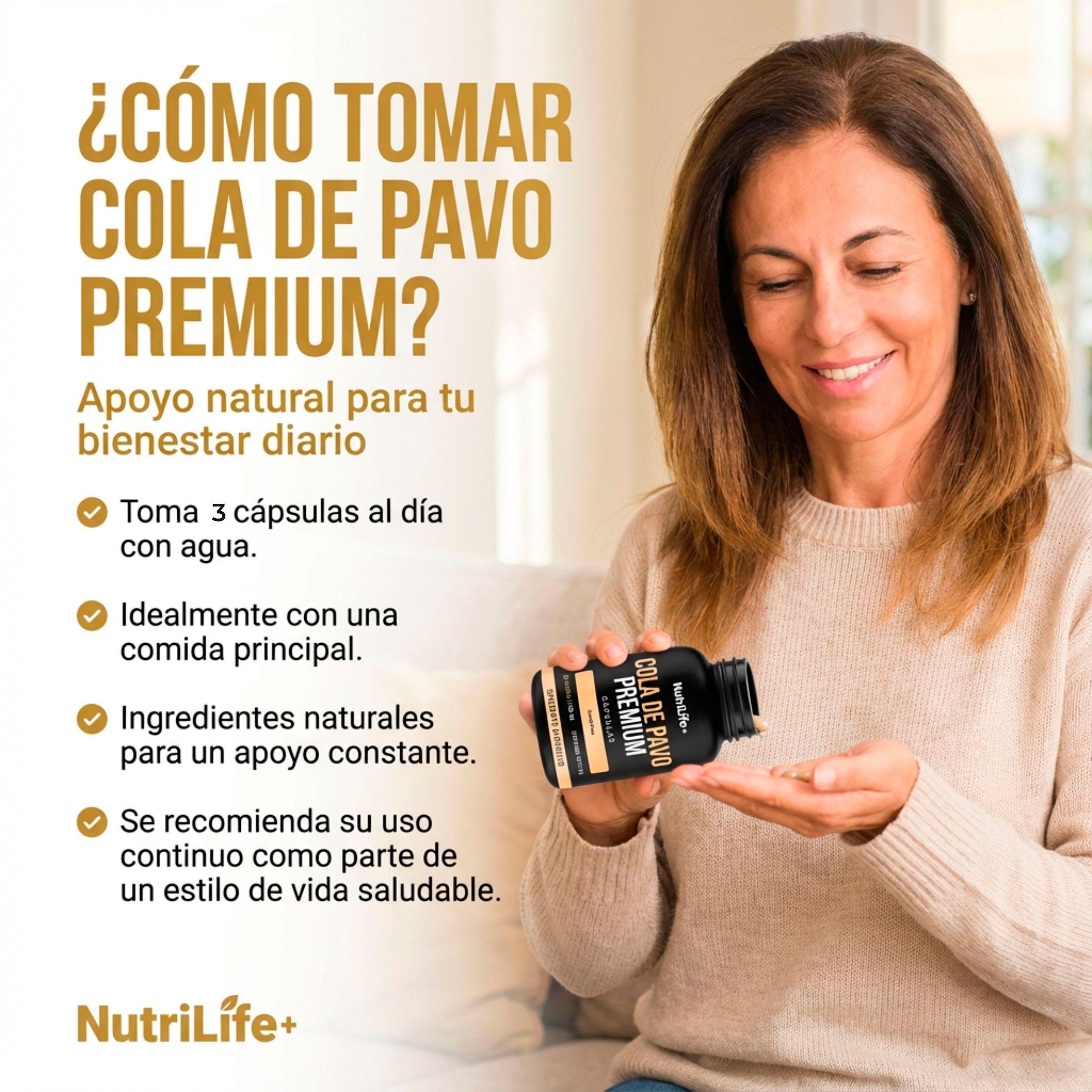 Pack 2 Cola De Pavo 120 Capsulas 500 mg Nutrilife+ Sistema Inmune Sin Sabor-6