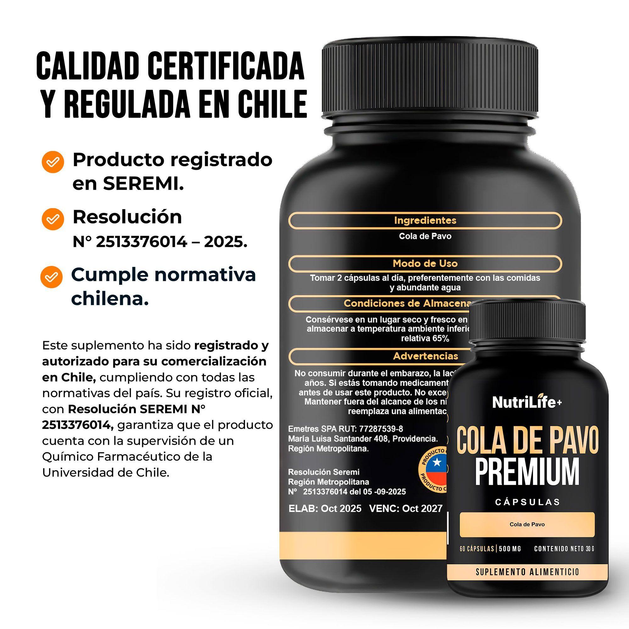Pack 2 Cola De Pavo 120 Capsulas 500 mg Nutrilife+ Sistema Inmune Sin Sabor-9