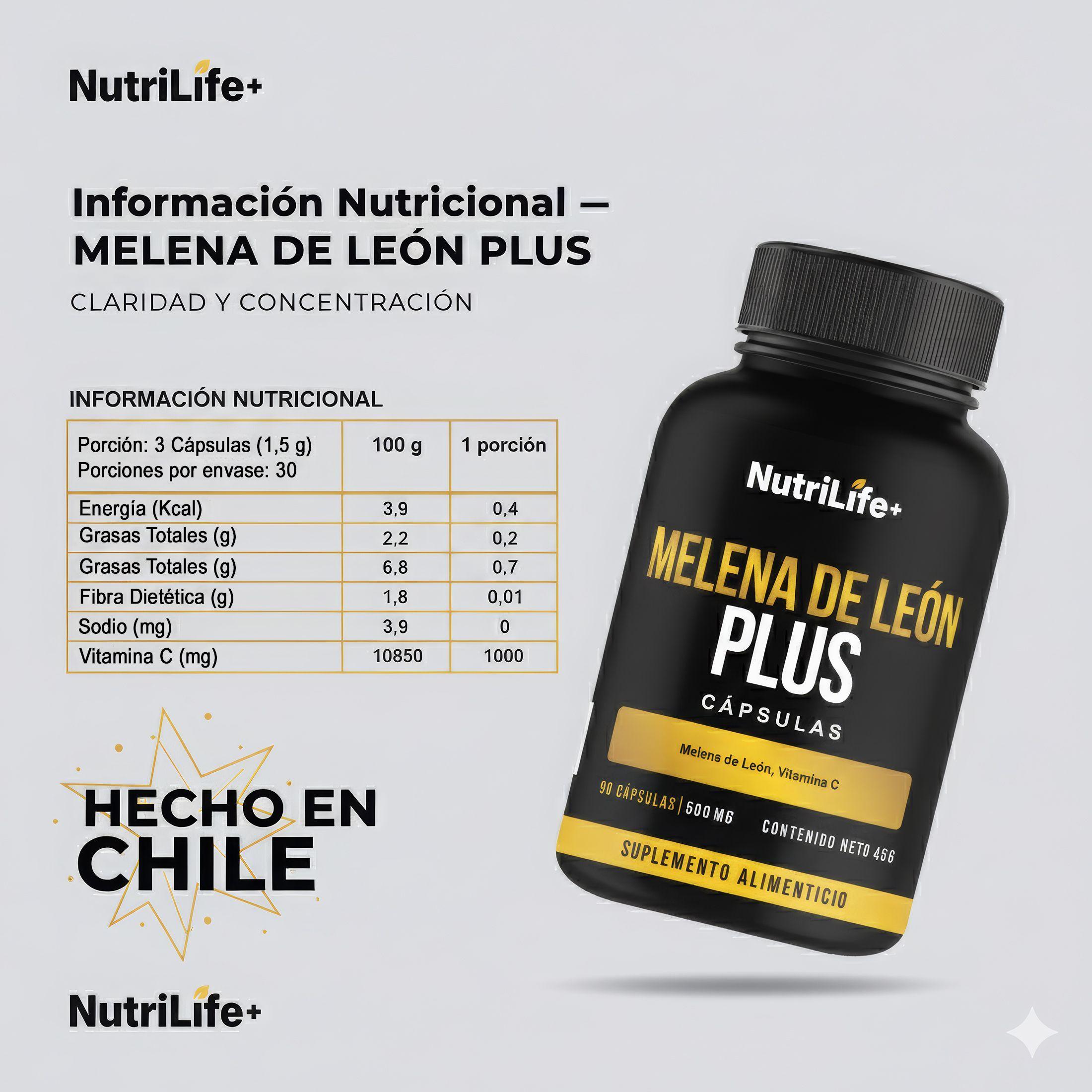 Pack 2 Melena De Leon Plus Hongo 180 Capsulas Nutrilife+ Sin Sabor Bienestar -2