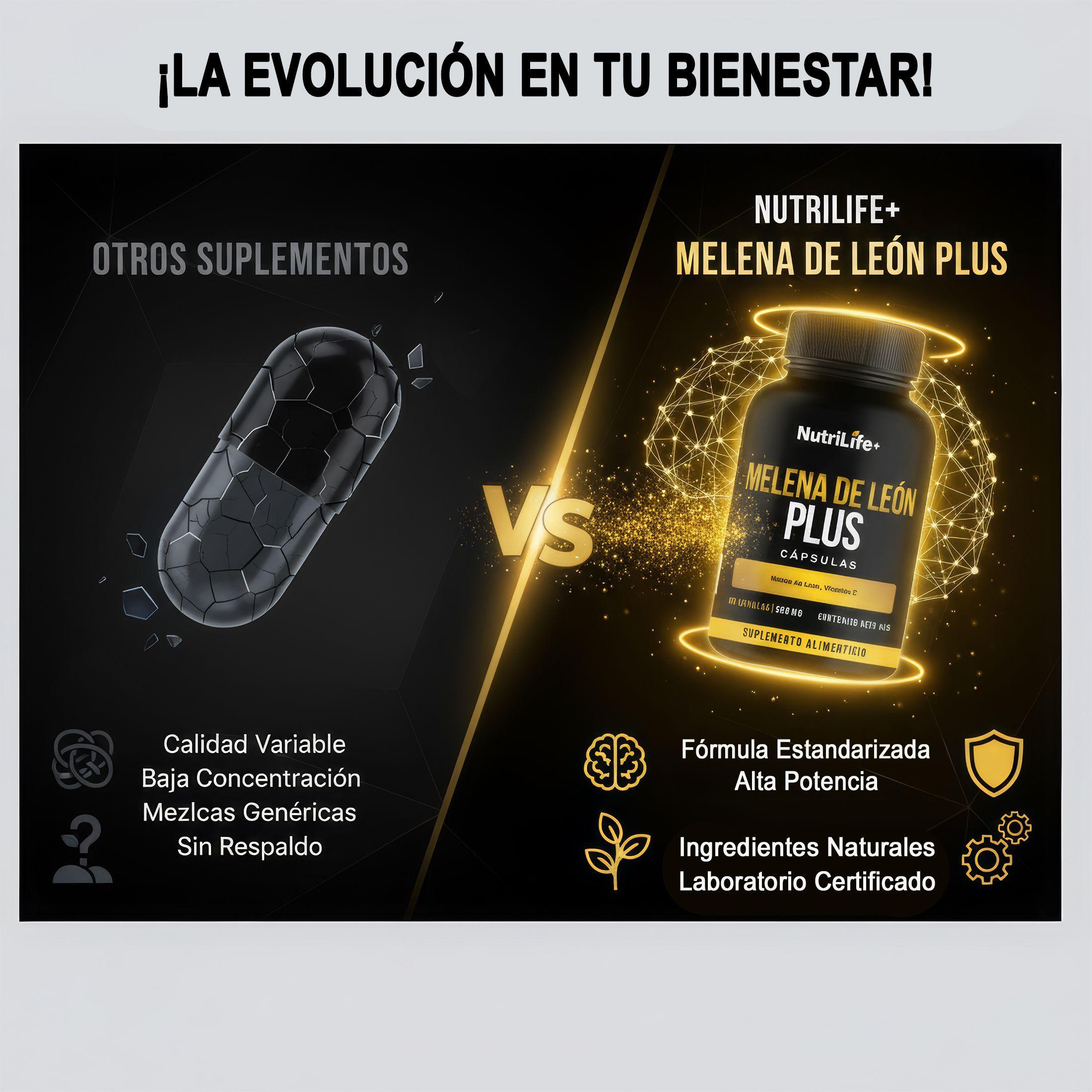 Pack 2 Melena De Leon Plus Hongo 180 Capsulas Nutrilife+ Sin Sabor Bienestar -7