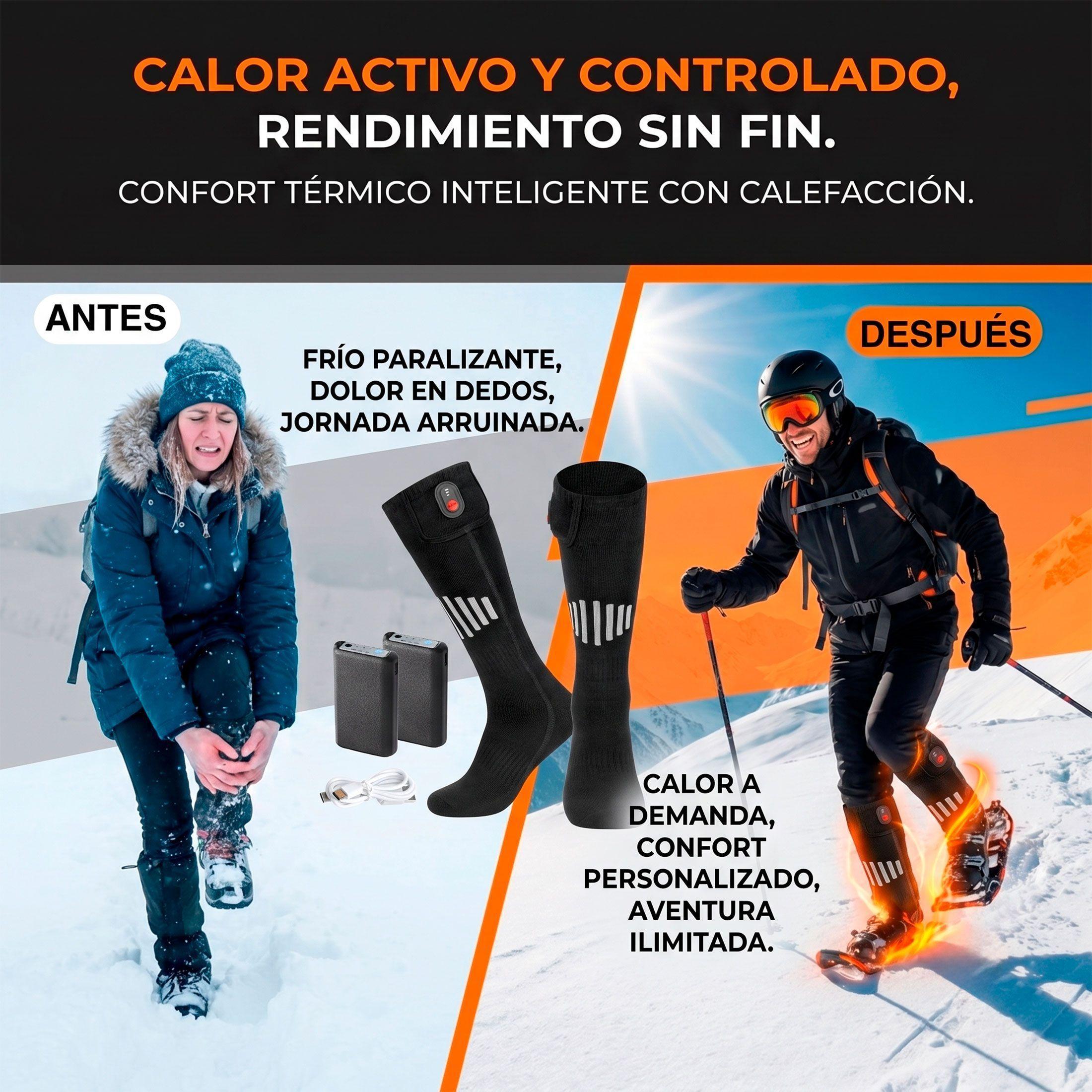Calcetines Calefaccionados Negros Con Bateria-3