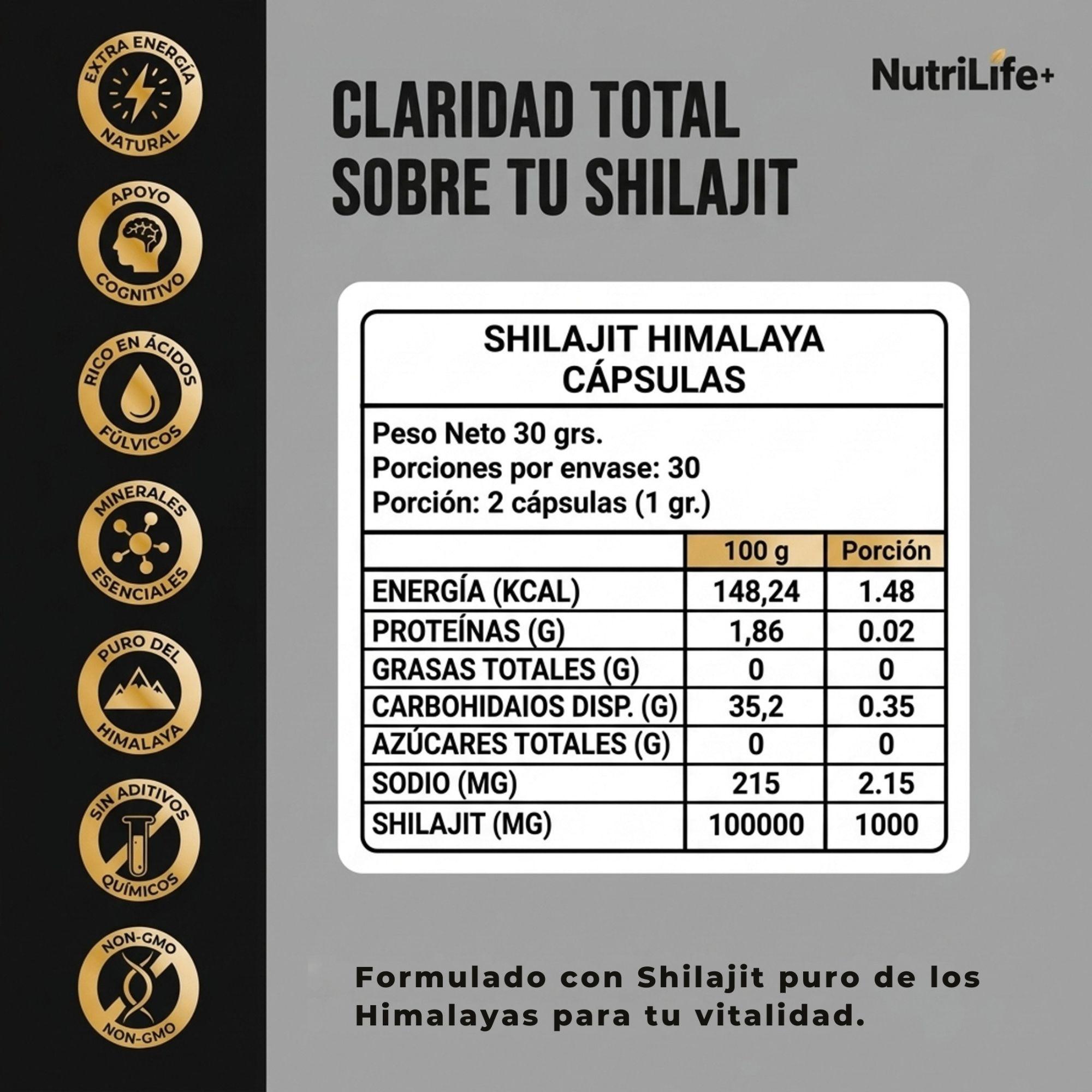 Pack 3 Shilajit Himalaya 500mg Nutrilife Suplemento Shilajit En Capsulas-3