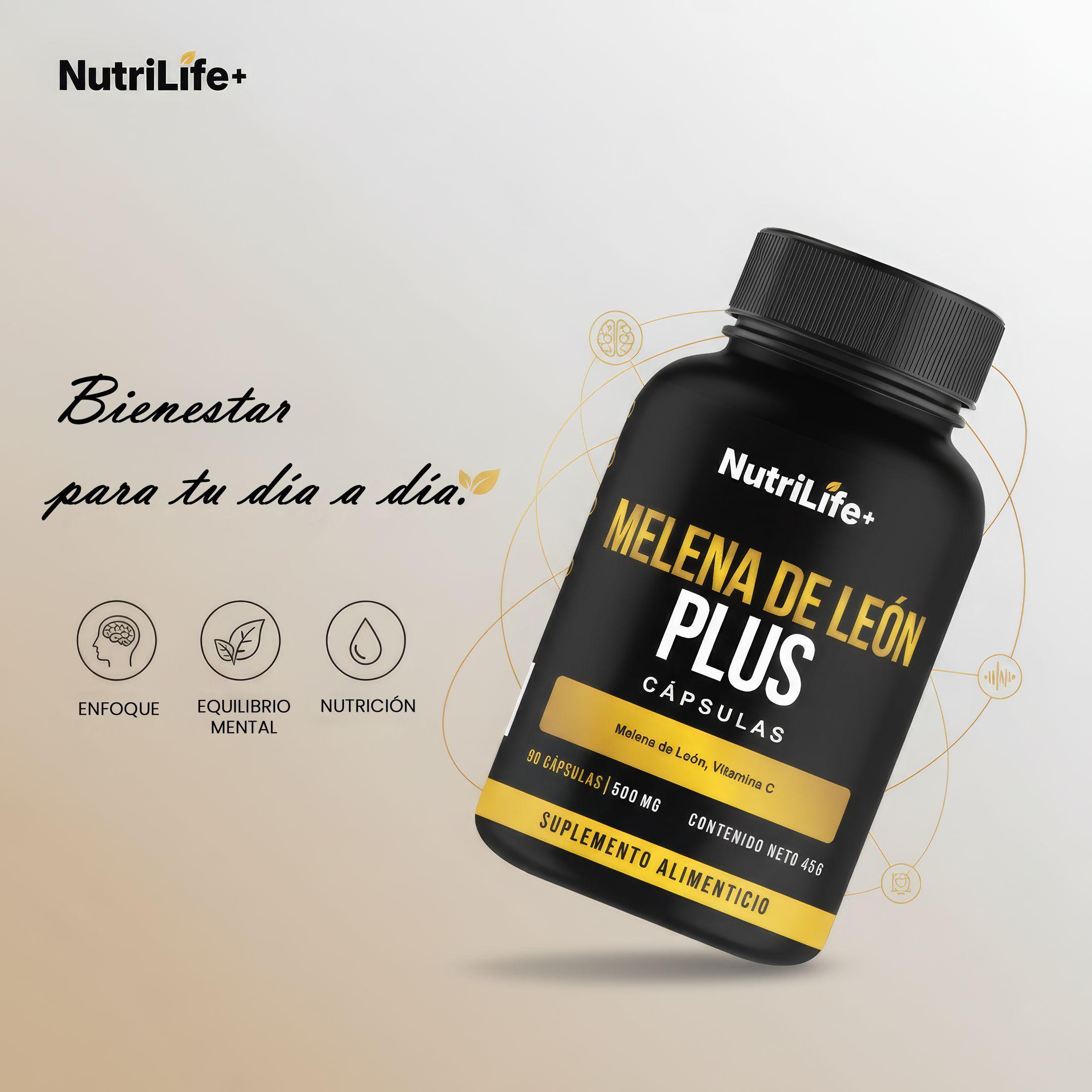 Melena De Leon Plus Hongo 90 Capsulas 500mg Nutrilife+ Sin Sabor Bienestar-6