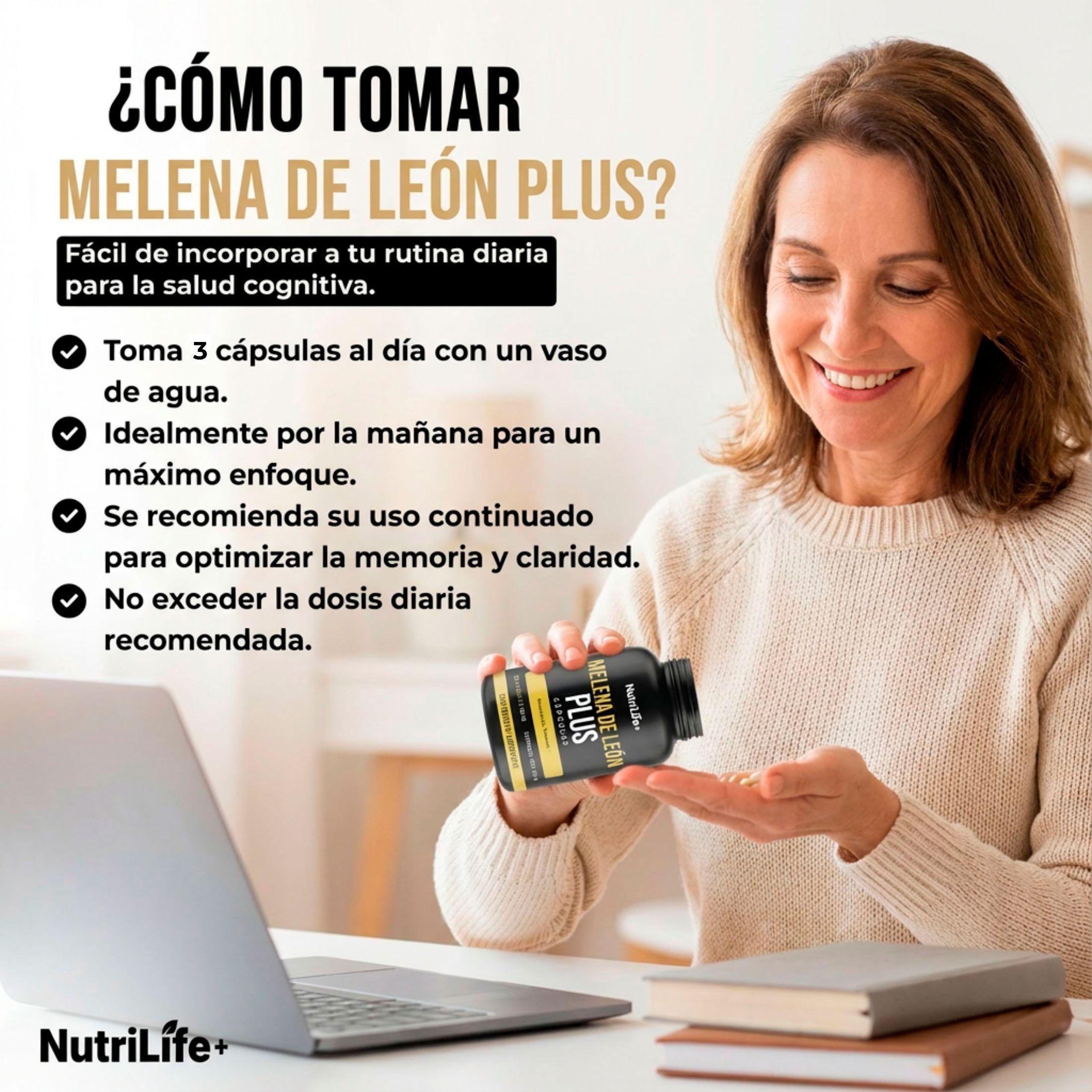 Melena De Leon Plus Hongo 90 Capsulas 500mg Nutrilife+ Sin Sabor Bienestar-6