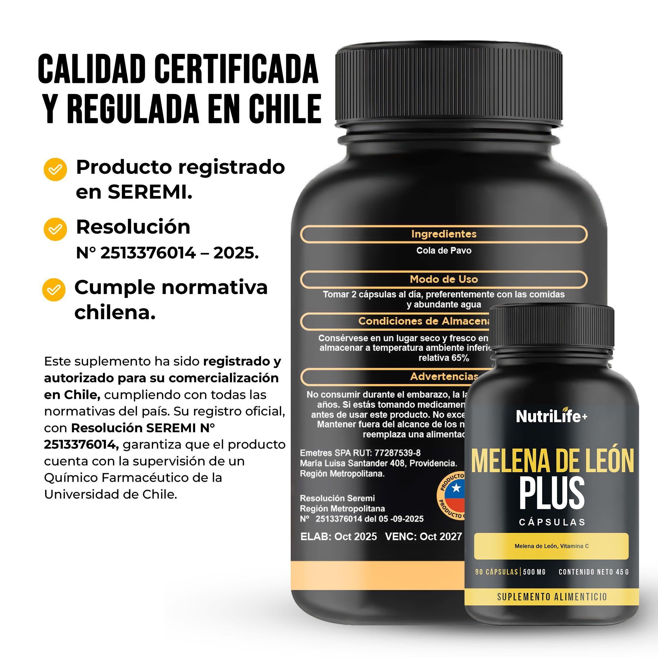 Melena De Leon Plus Hongo 90 Capsulas 500mg Nutrilife+ Sin Sabor Bienestar-9
