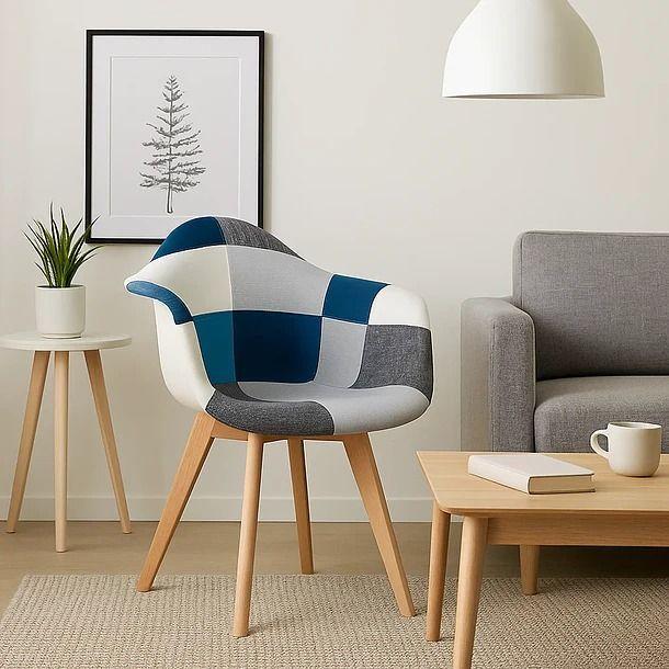 Butaca Sitial Patchwork Acolchado Wood Celeste-2