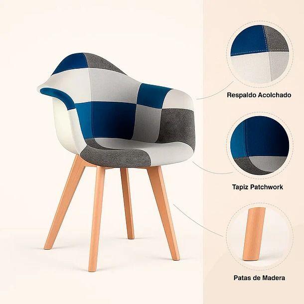 Butaca Sitial Patchwork Acolchado Wood Celeste-4