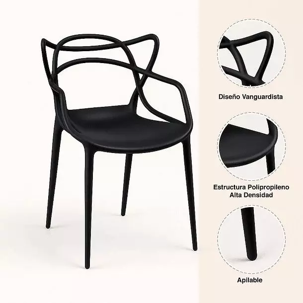 Silla de Terraza o Comedor Master color Negro-3