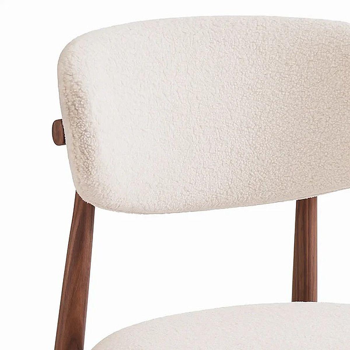 Silla Bear de Comedor Tapizada en Tela con Patas Metálicas Color Madera Crema-2