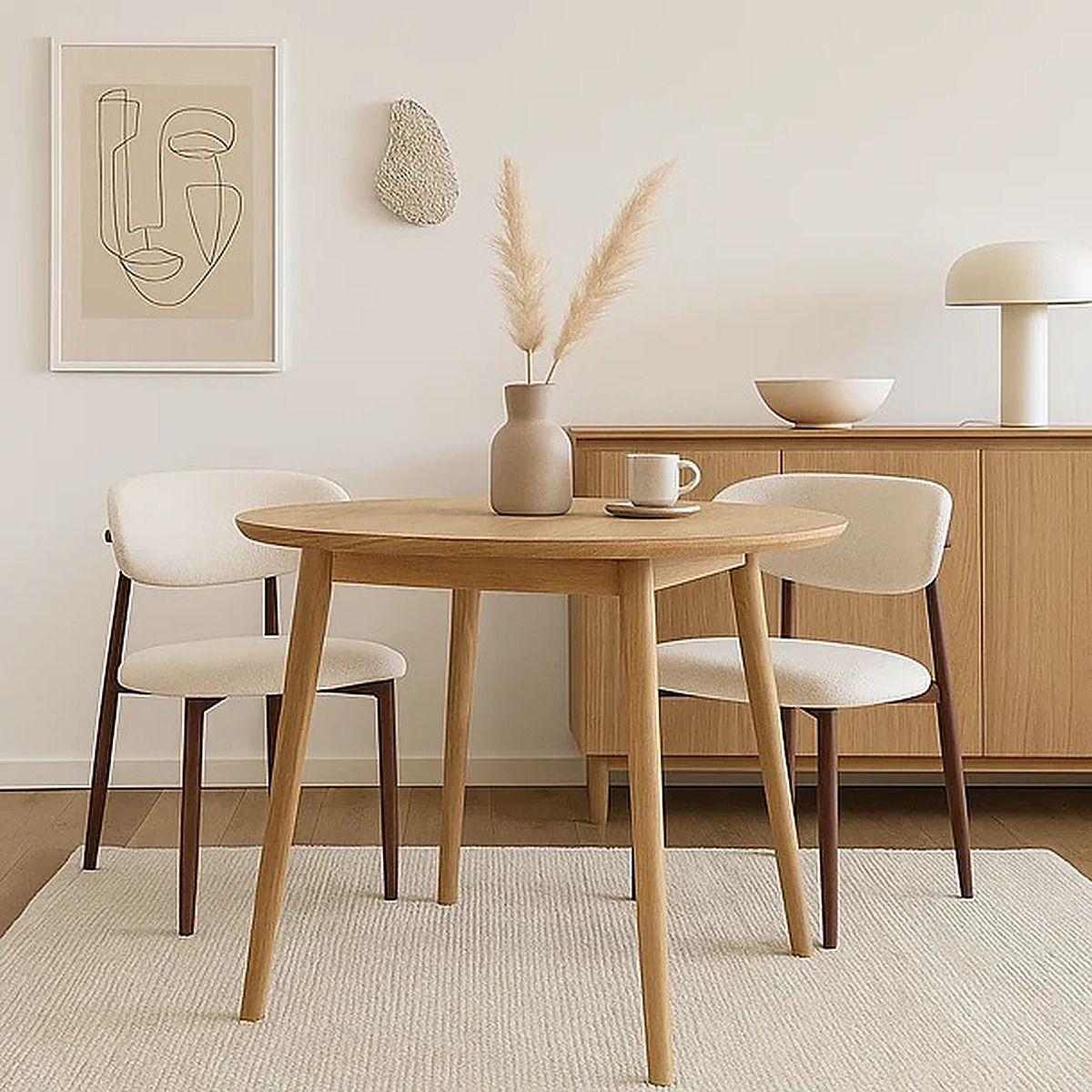 Silla Bear de Comedor Tapizada en Tela con Patas Metálicas Color Madera Crema-4