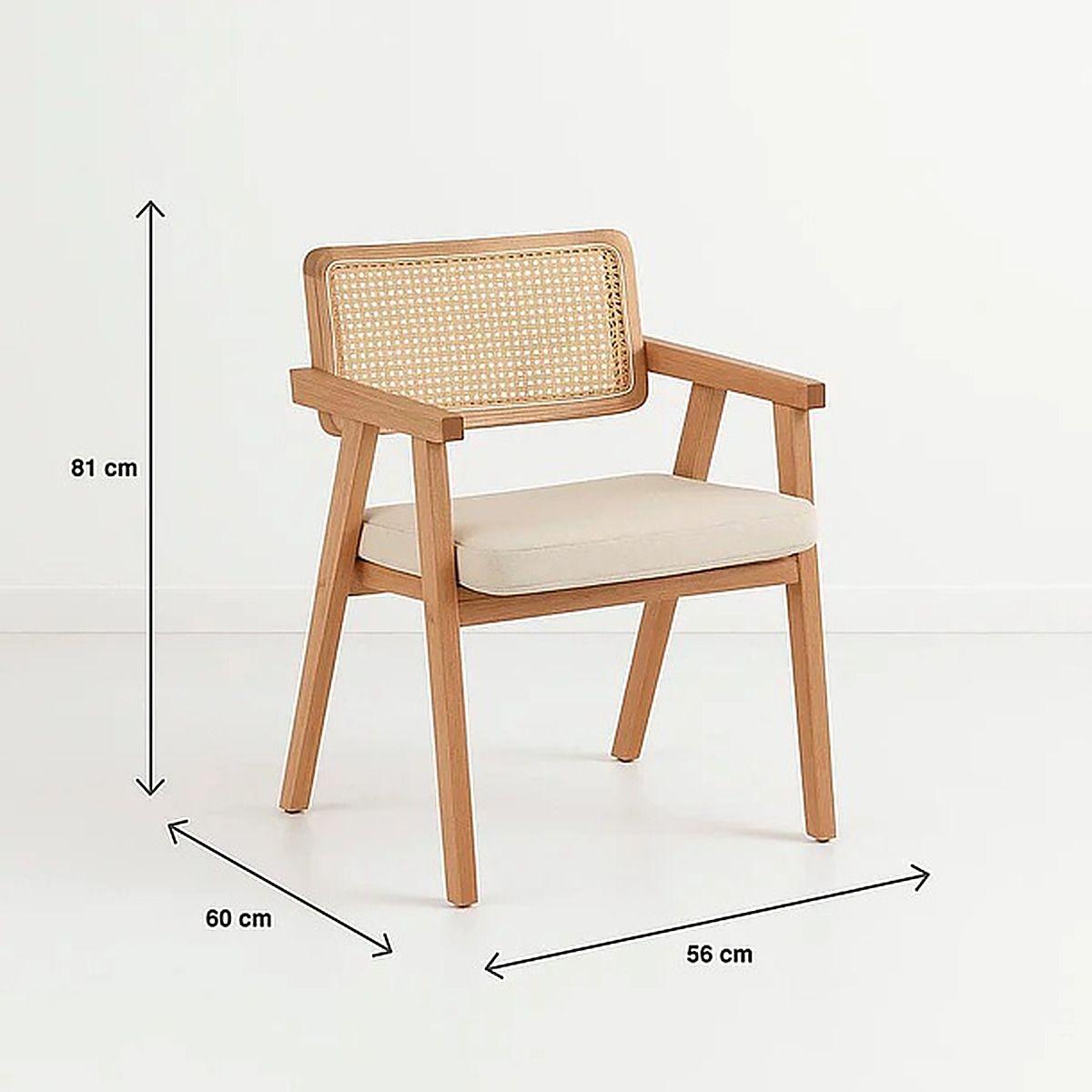 Sitial Chandigarh Butaca de Madera con Respaldo de Rattan y Asiento Acolchado-2