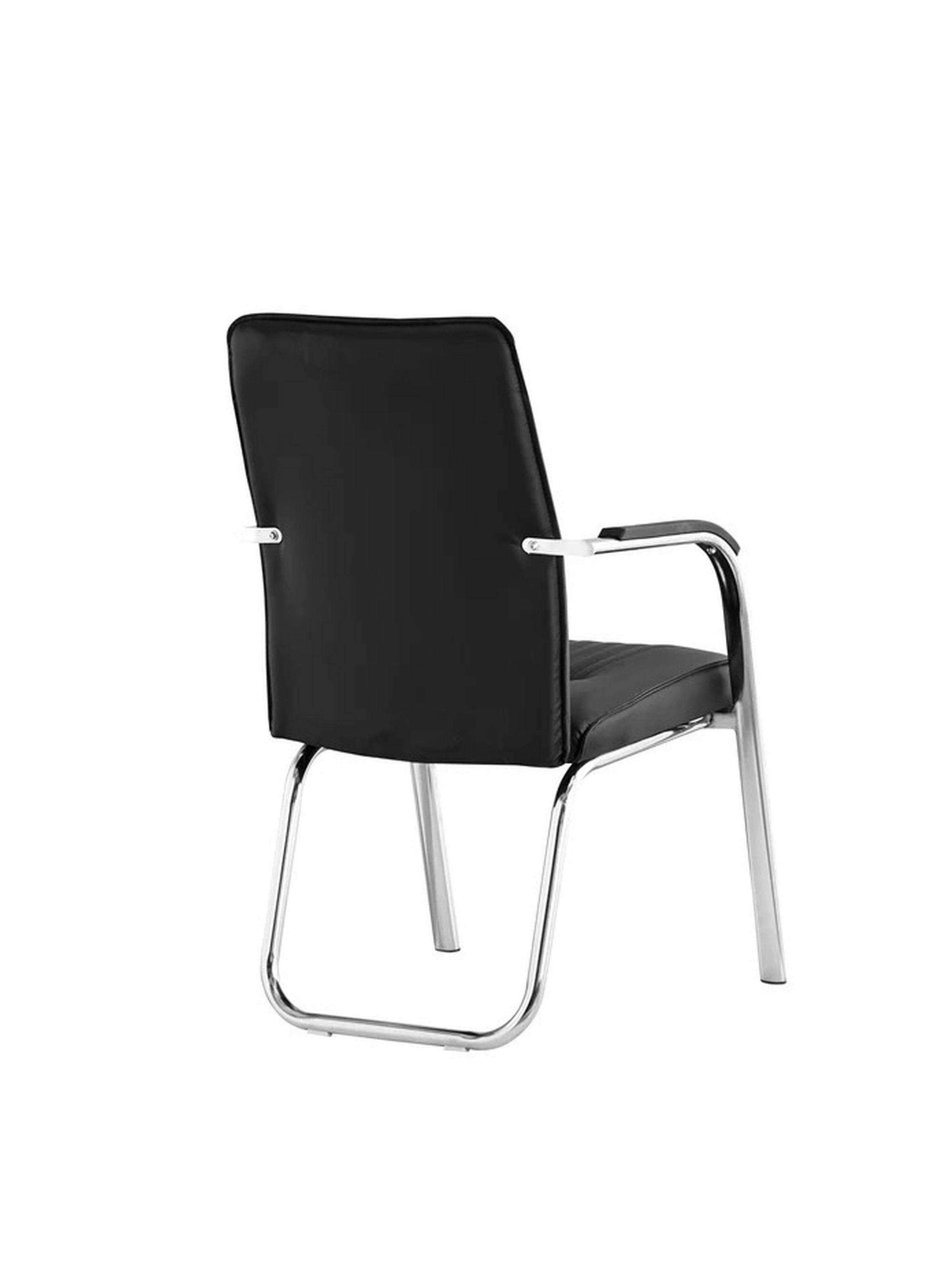 Silla Visita Iso Trineo Ecocuero Negro con Apoyabrazos-2