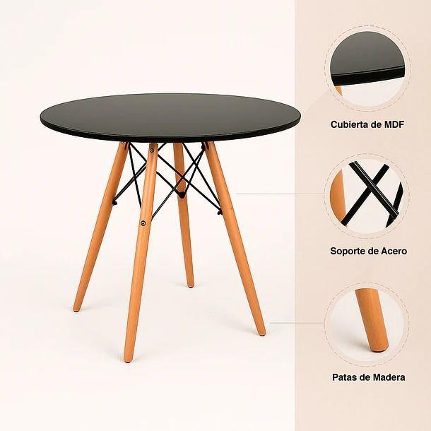 Mesa Eames Redonda 80 Negro-4
