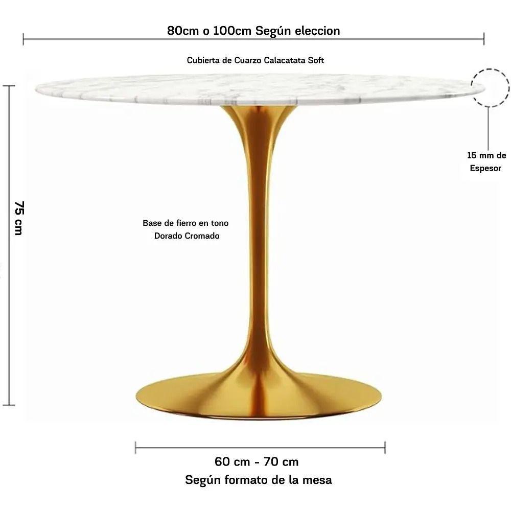 Mesa Comedor Tulip Cuarzo 100-3