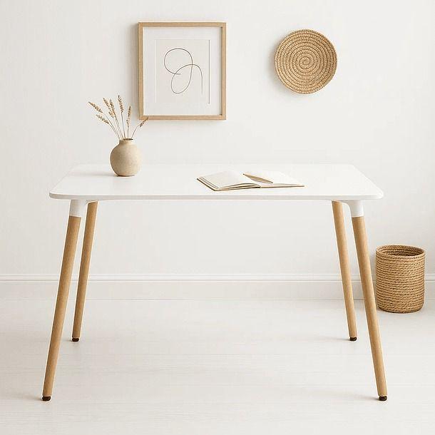 Mesa Rectangular de Comedor Blanca 120x80 cms-3