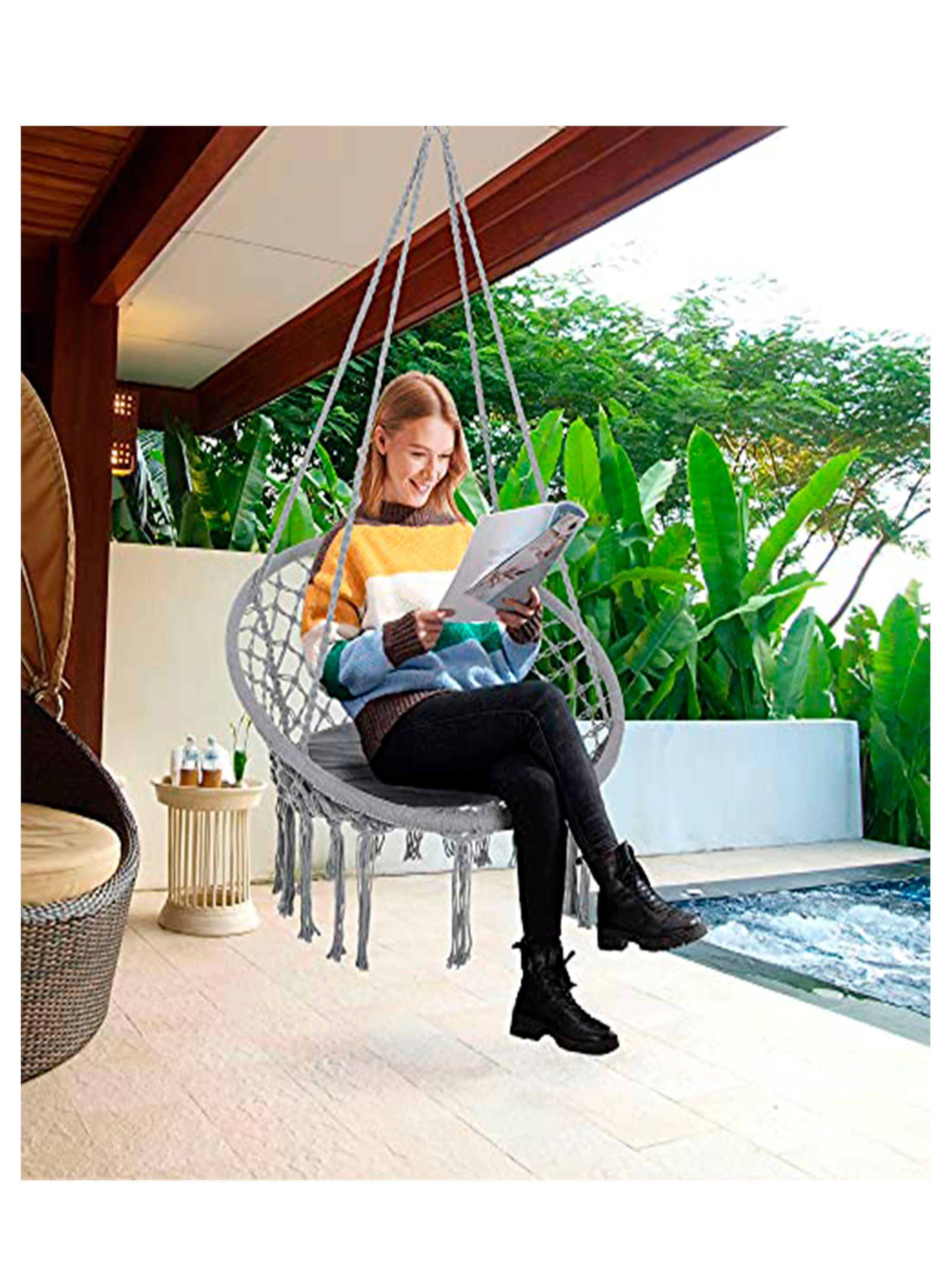 silla colgante redonda gris-1