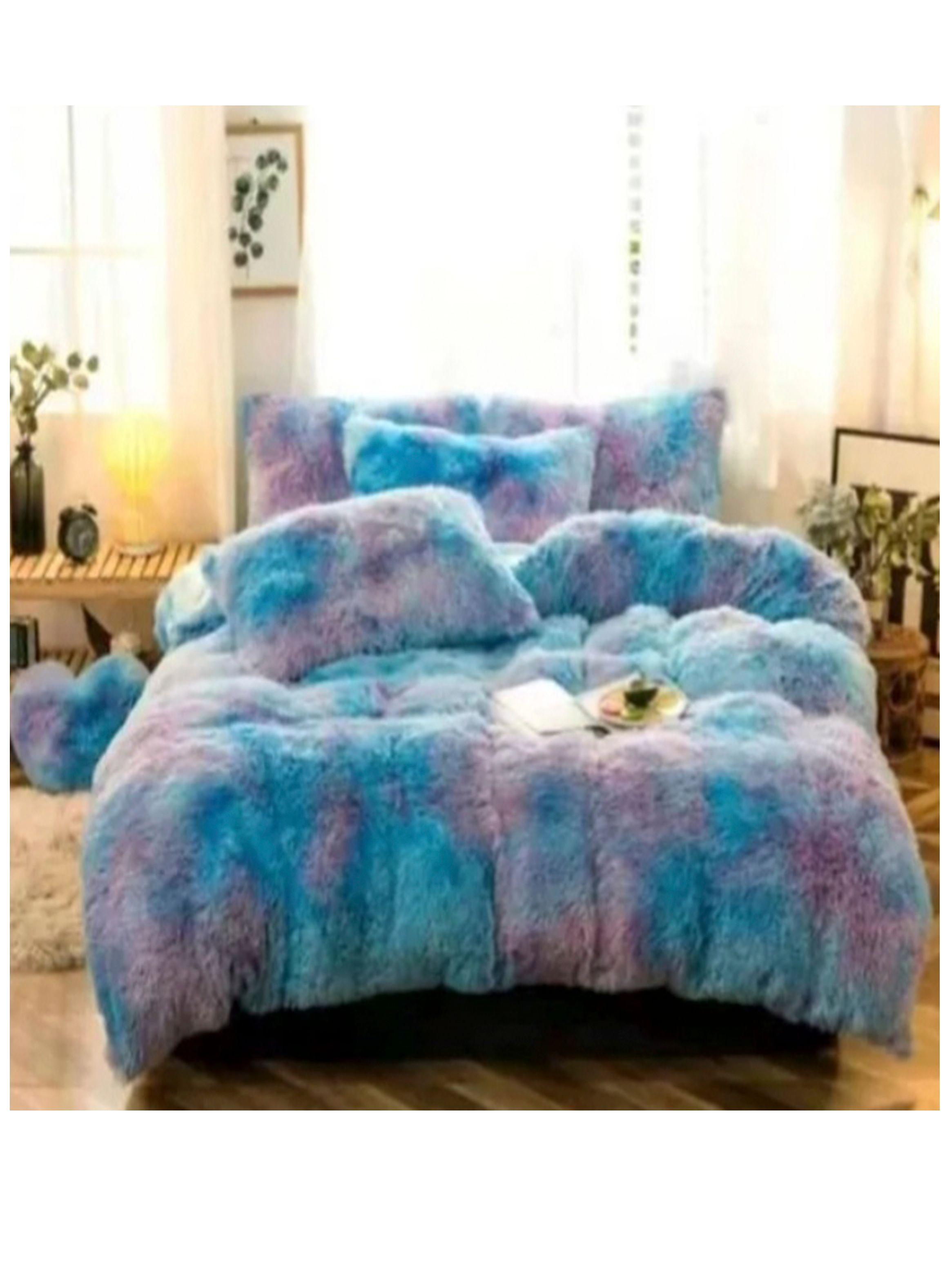 plumon chiporro multicolor azul 2 plazas peludito -1