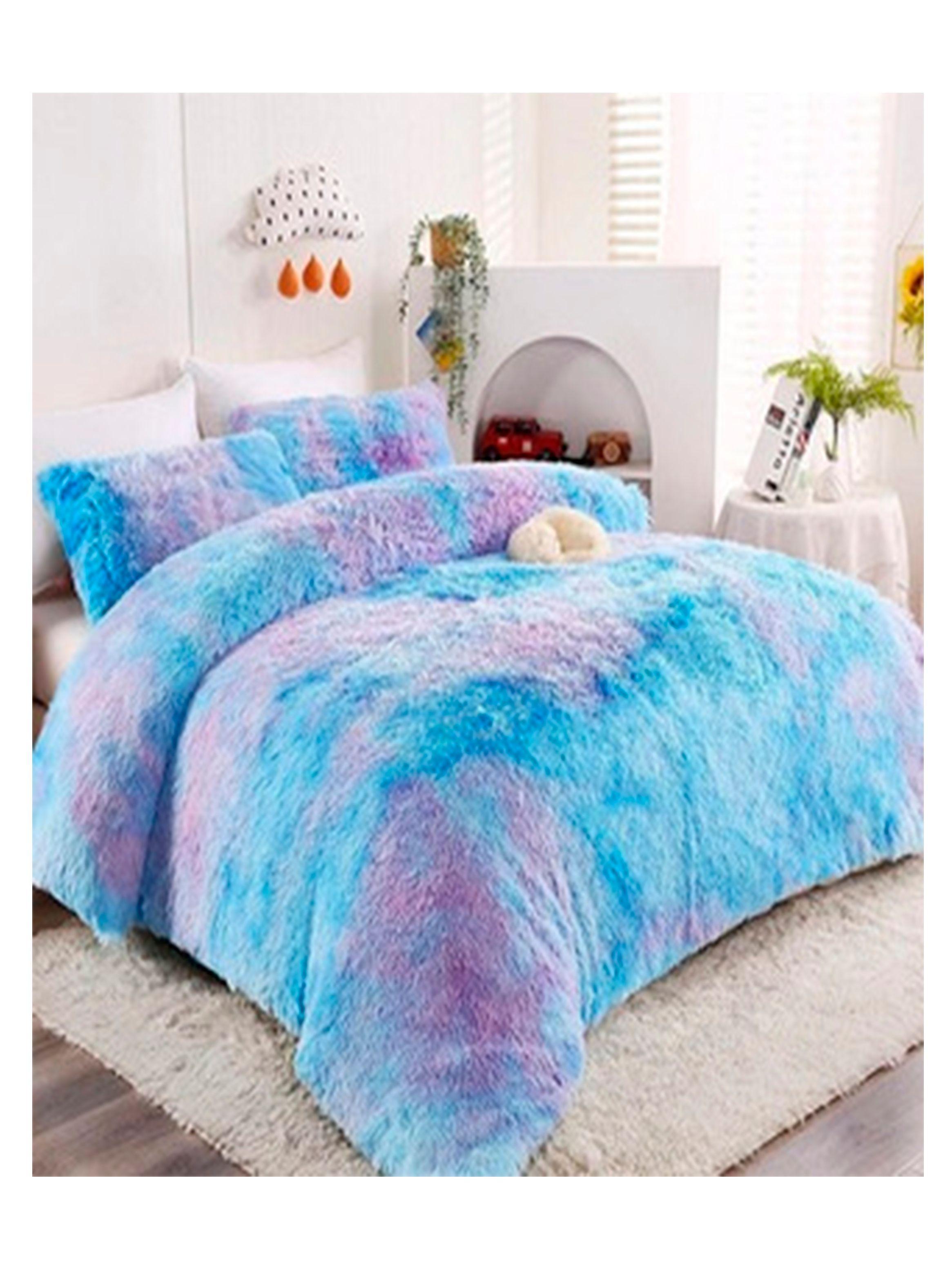 plumon chiporro multicolor azul 2 plazas peludito -0