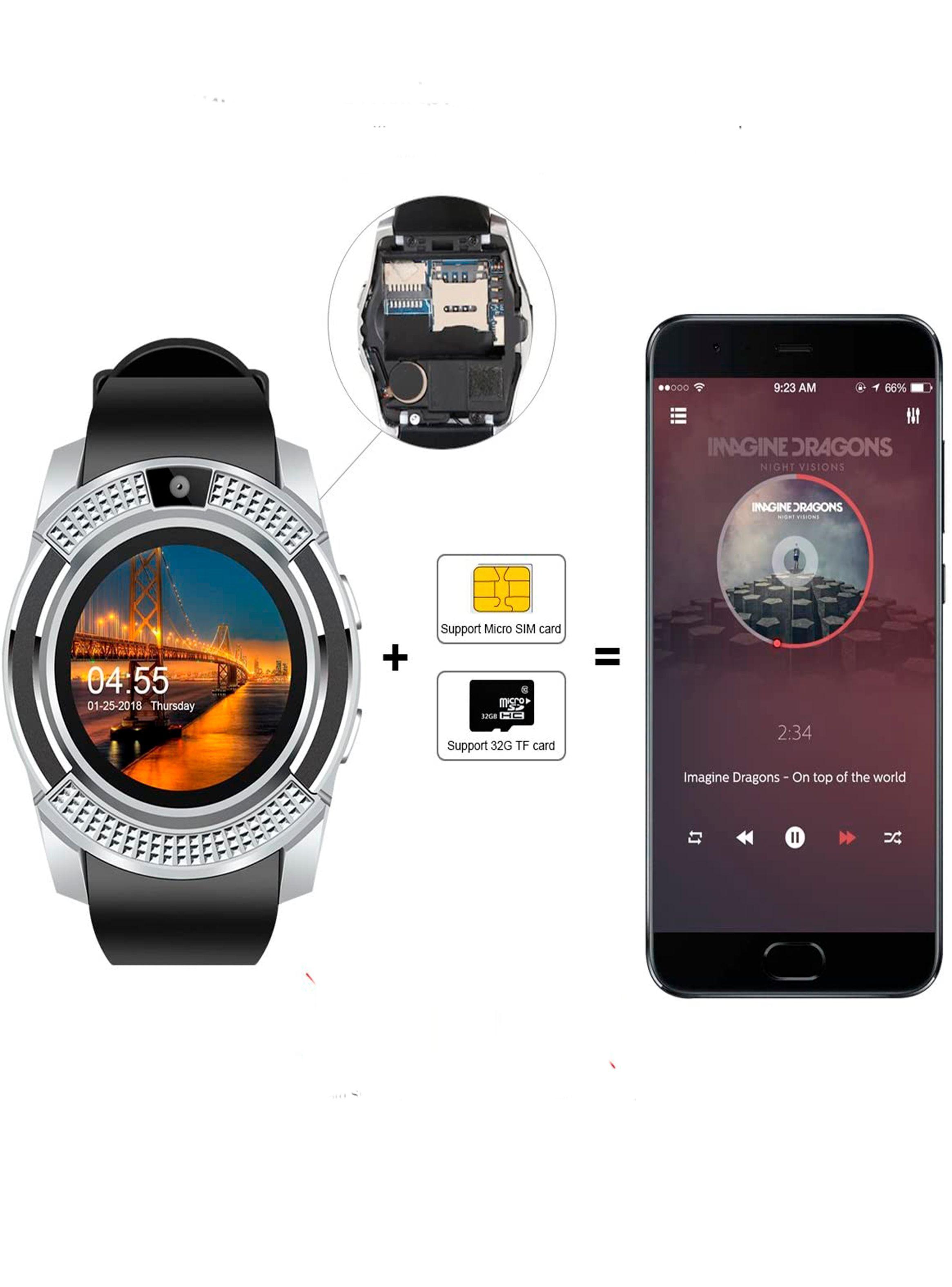 Smartwatch V8 plateado-1