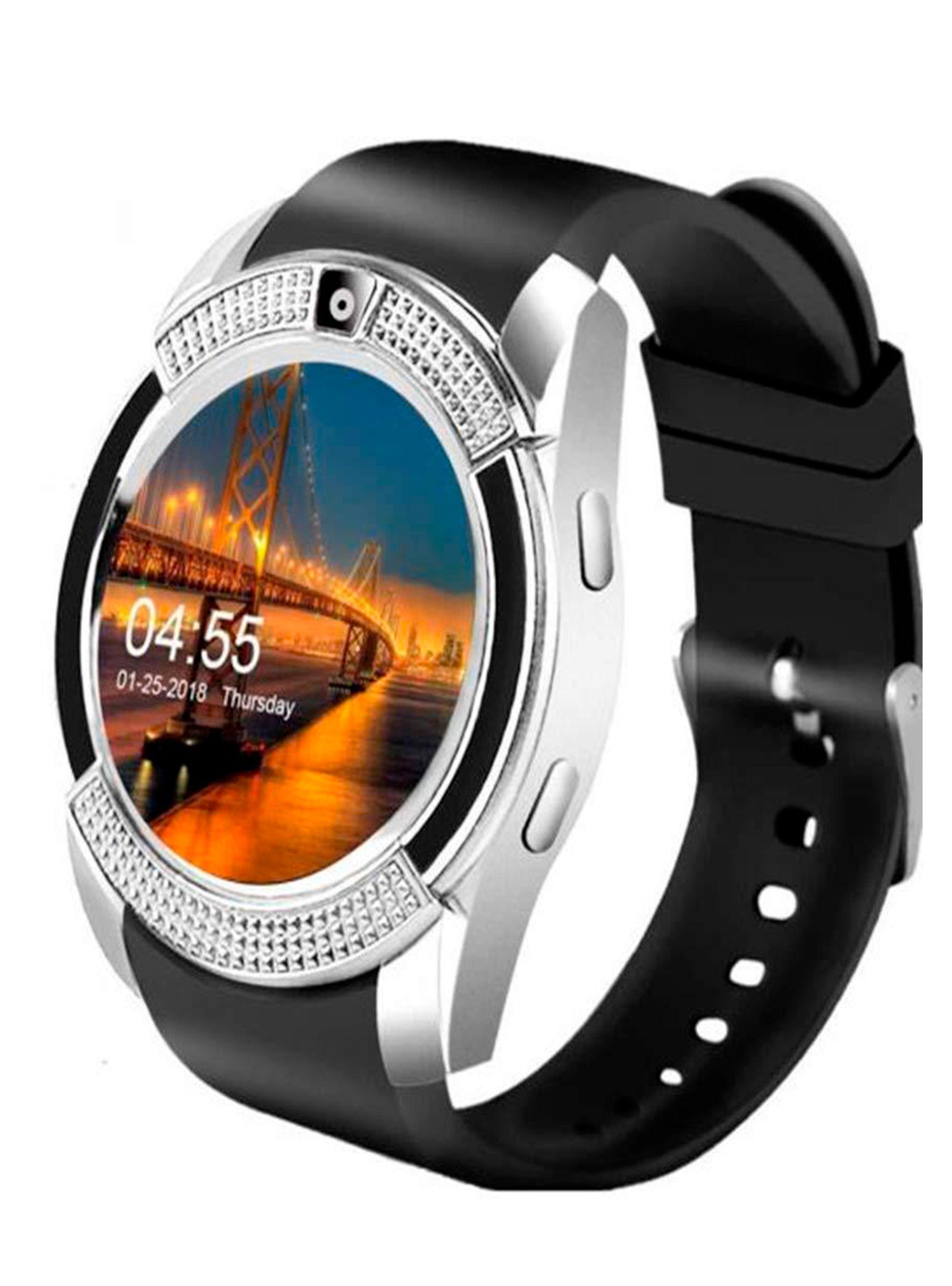 Smartwatch V8 plateado-0