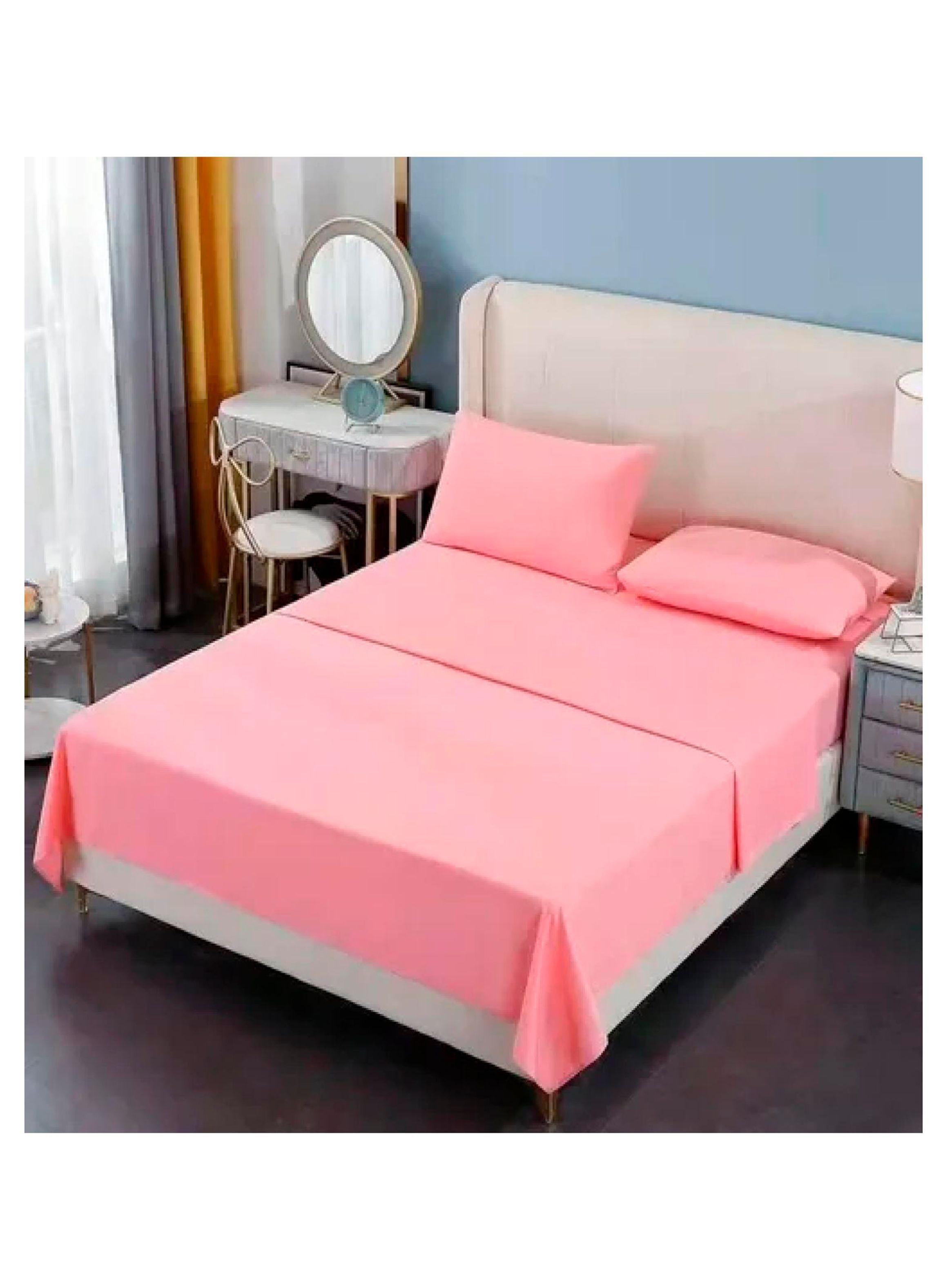 sabana 177 hilos rosado 1 plaza y media -1