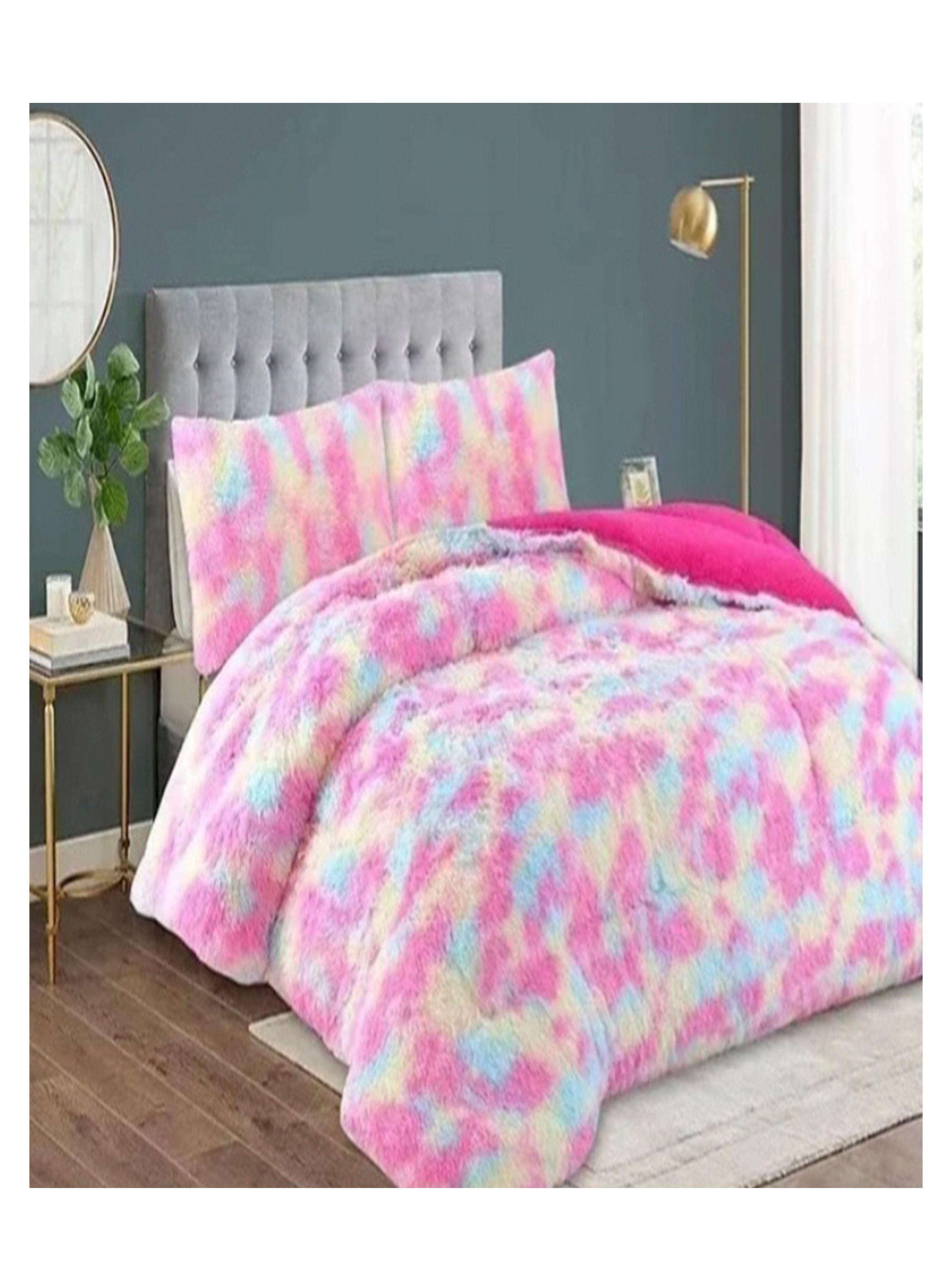 plumon chiporro multicolor rosa 2 plazas peludito -0