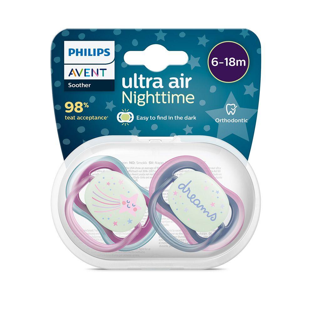 Chupete Ultra Air Night 6-18m Niña Philips Avent-2