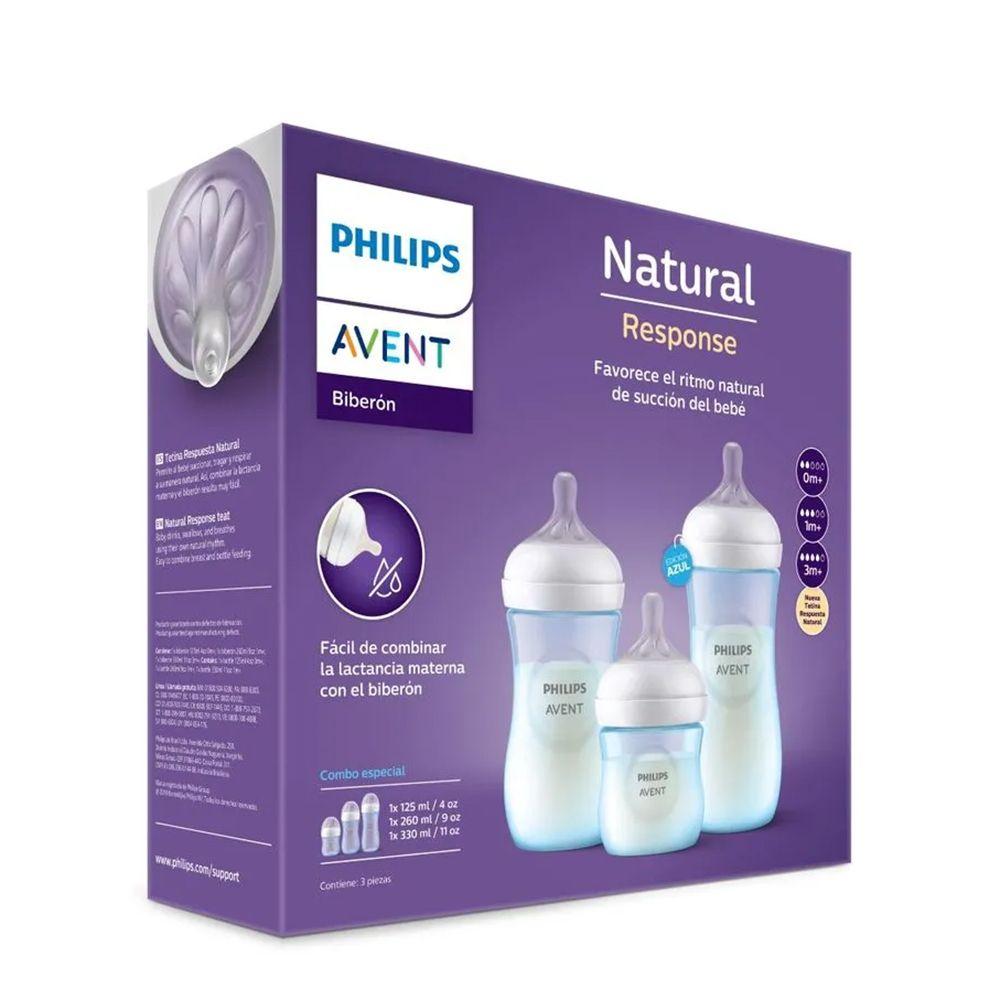 Set de 3 Mamaderas (125, 260, 330 ml) Blue Philips Avent-5