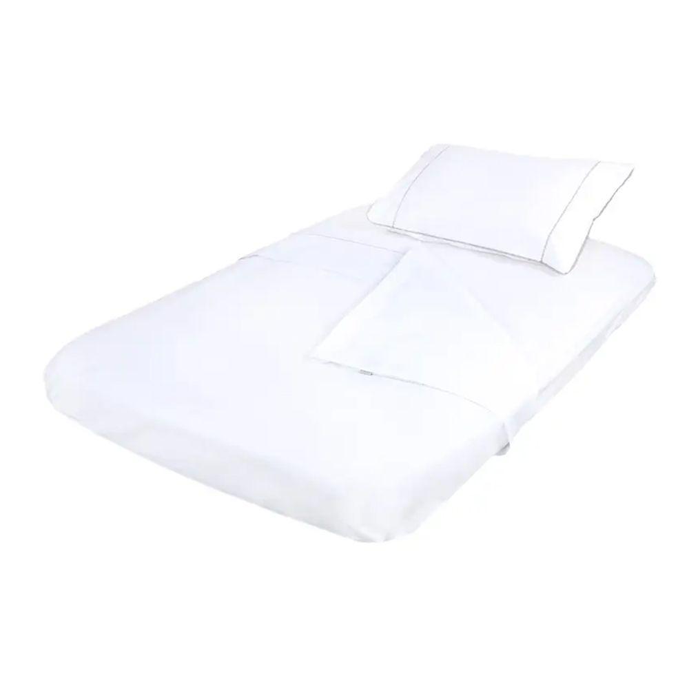 Sábanas Para Cunas Colecho Lisa Blanca Borde Gris-0