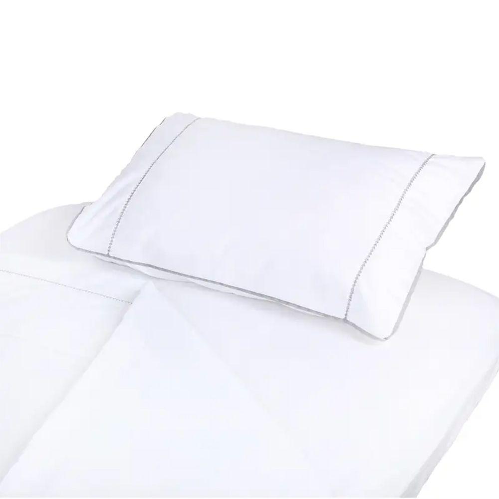 Sábanas Para Cunas Colecho Lisa Blanca Borde Gris-1