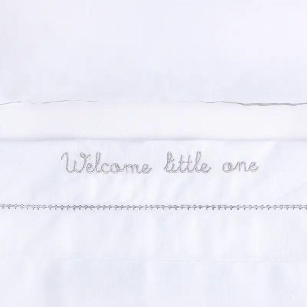 Sábanas Para Cunas Playard Lisa Blanca Borde Gris-2