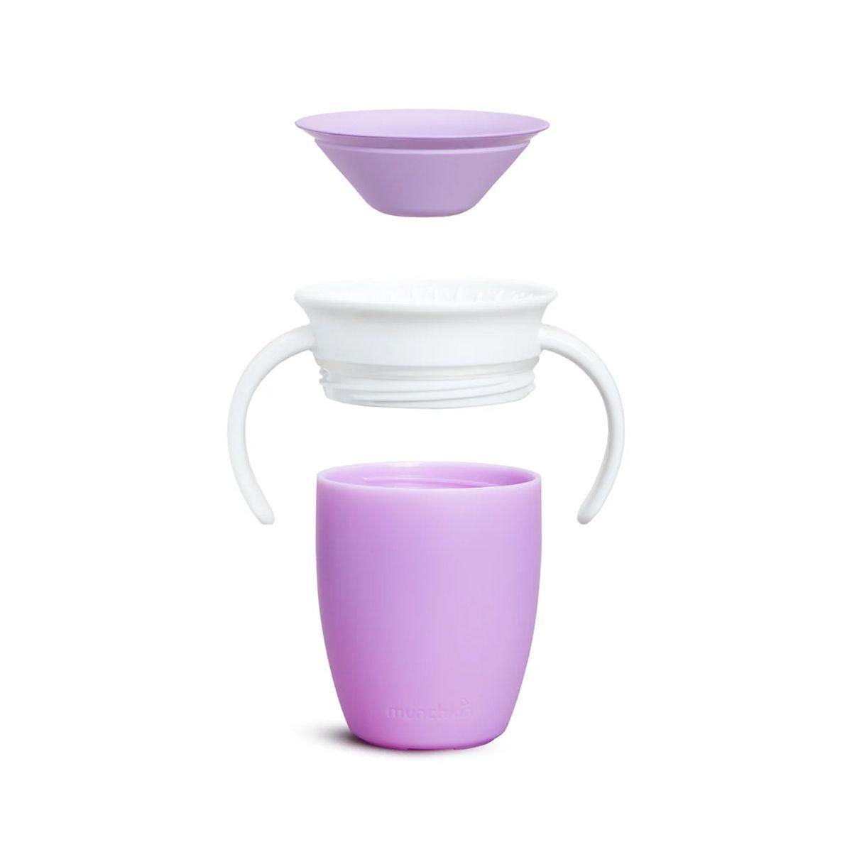 Vaso Antiderrame Miracle 360° Con Asas 207ml - Morado Munchkin-2