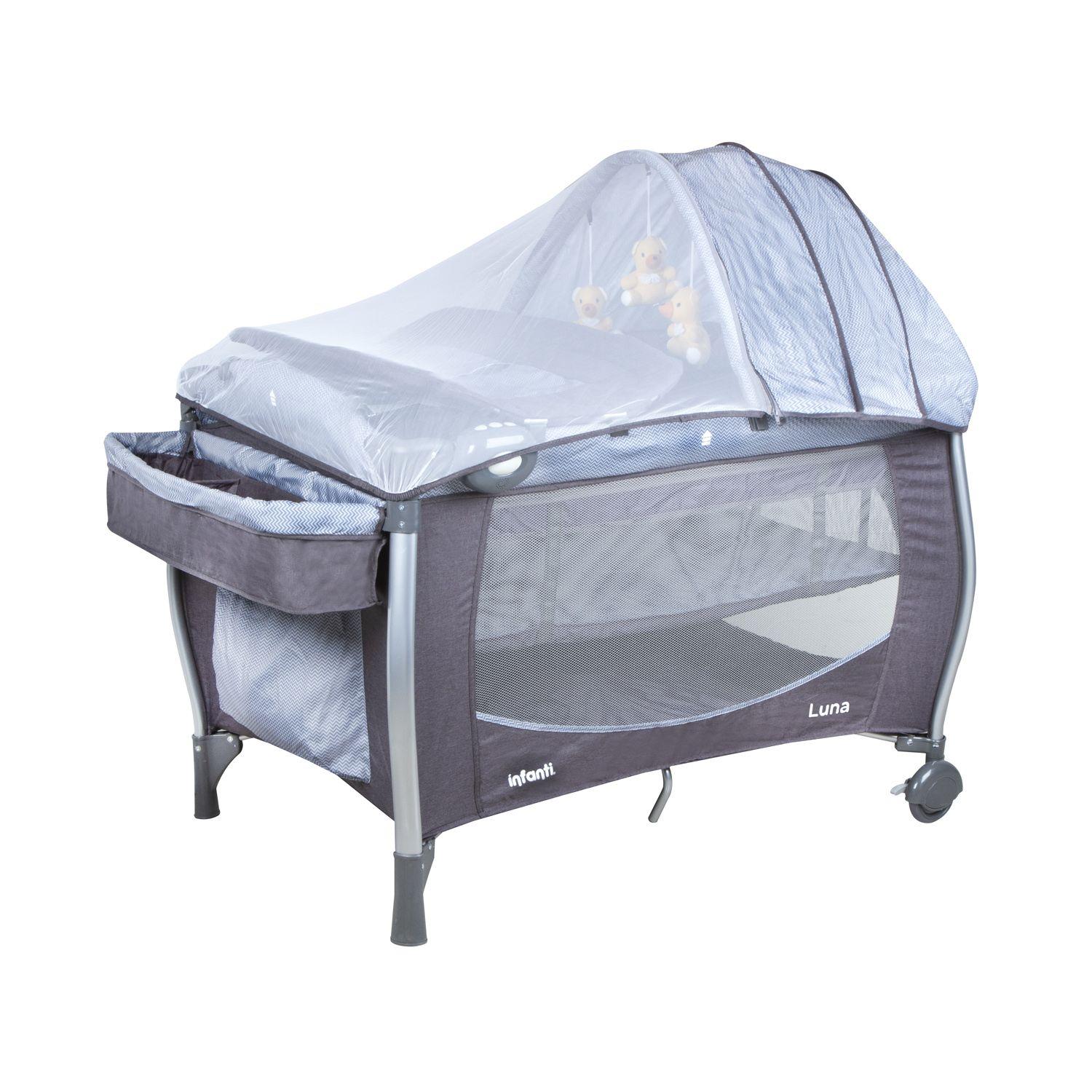 Cuna Playard Luna Grey Dots Infanti-1