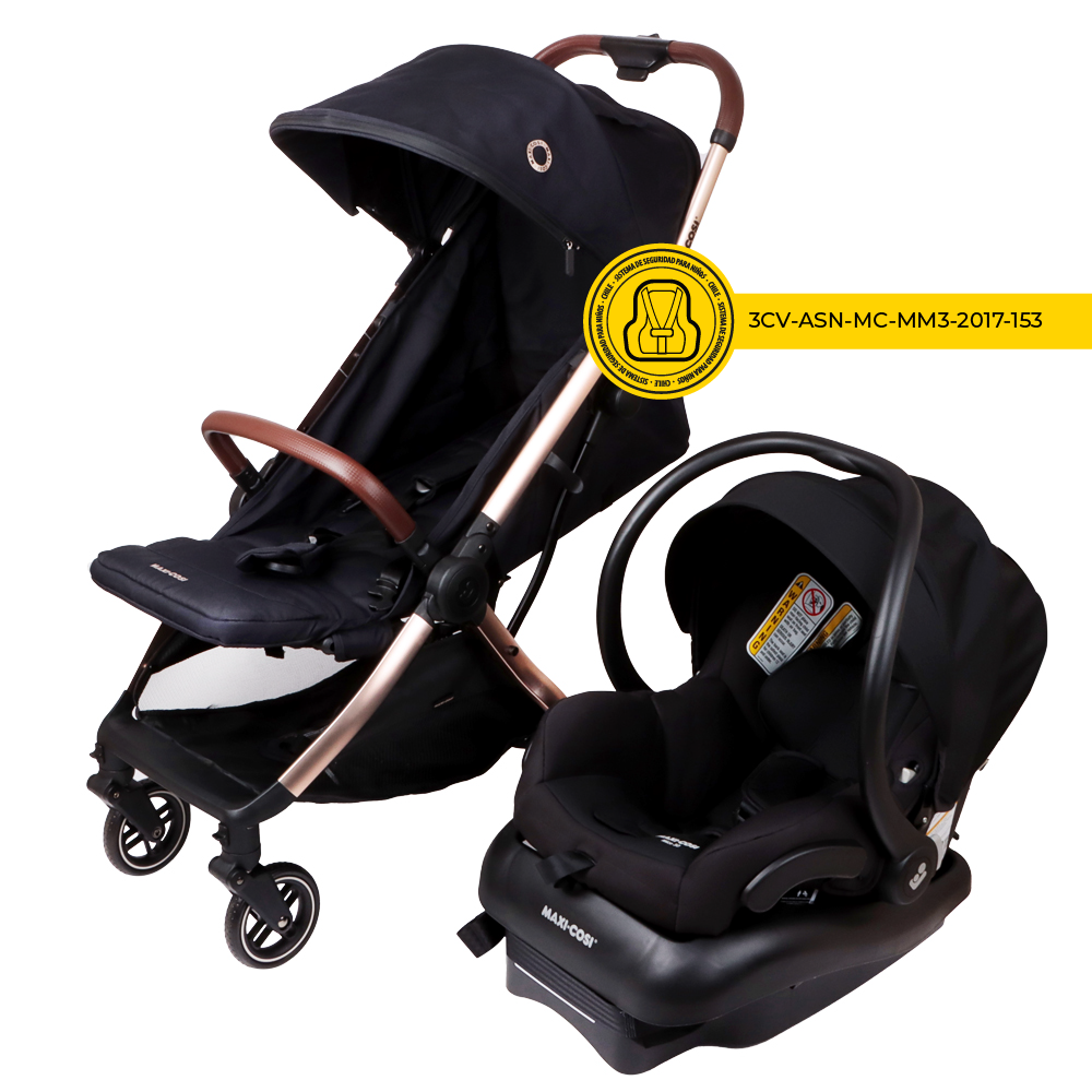 Coche Travel System Eva3 Essential Black Champagne Maxi Cosi-1