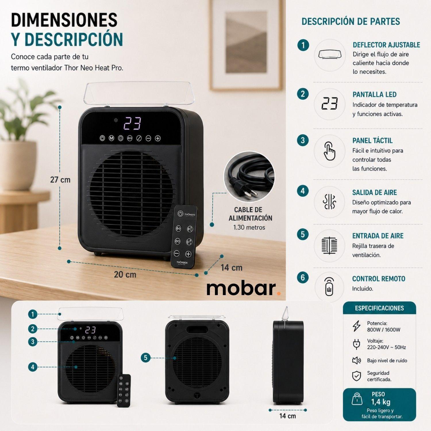 Termoventilador Calefactor Thorben Thor Neo Heat Pro 2000 W-3