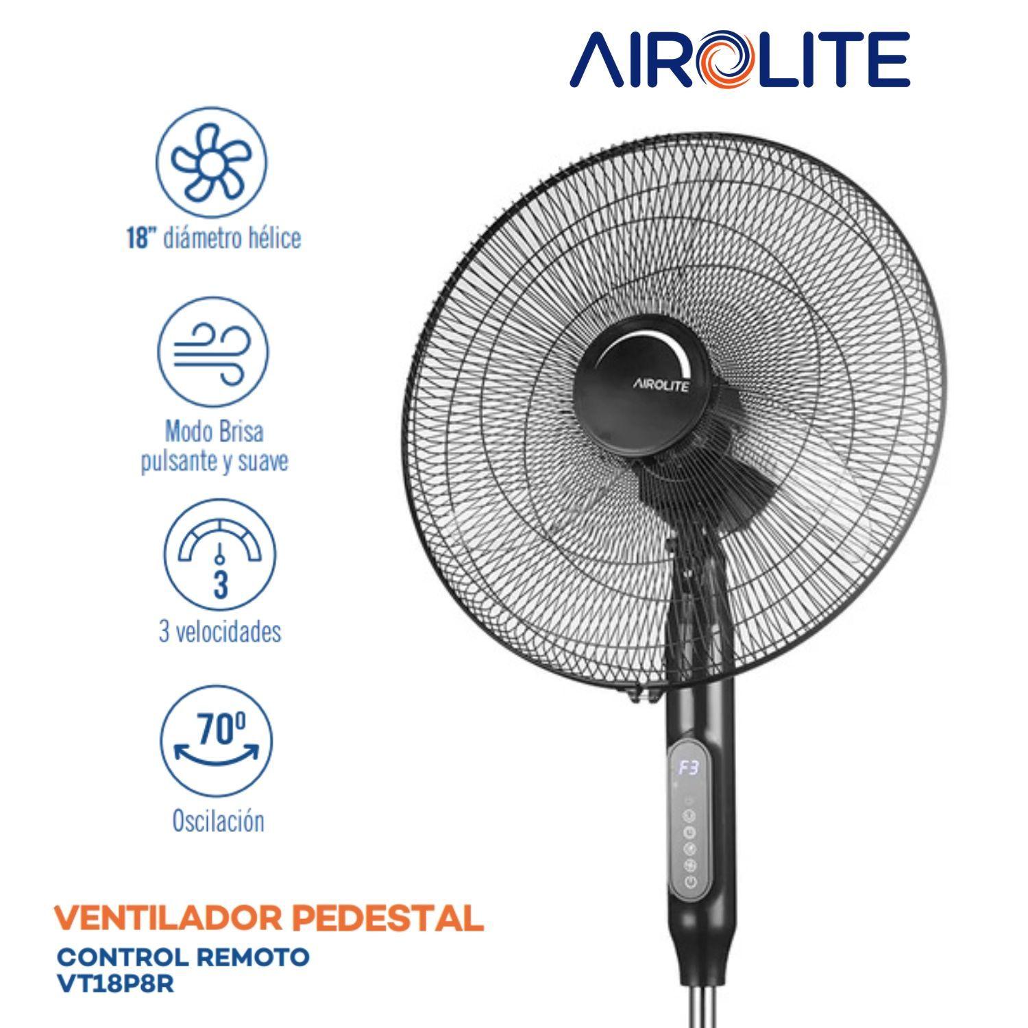 Ventilador Pedestal Pie Silencioso 18 V18p8r Black Airolite-2
