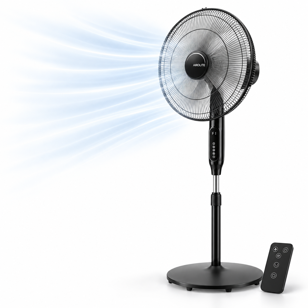 Ventilador Pedestal Pie Silencioso 18 V18p8r Black Airolite-0