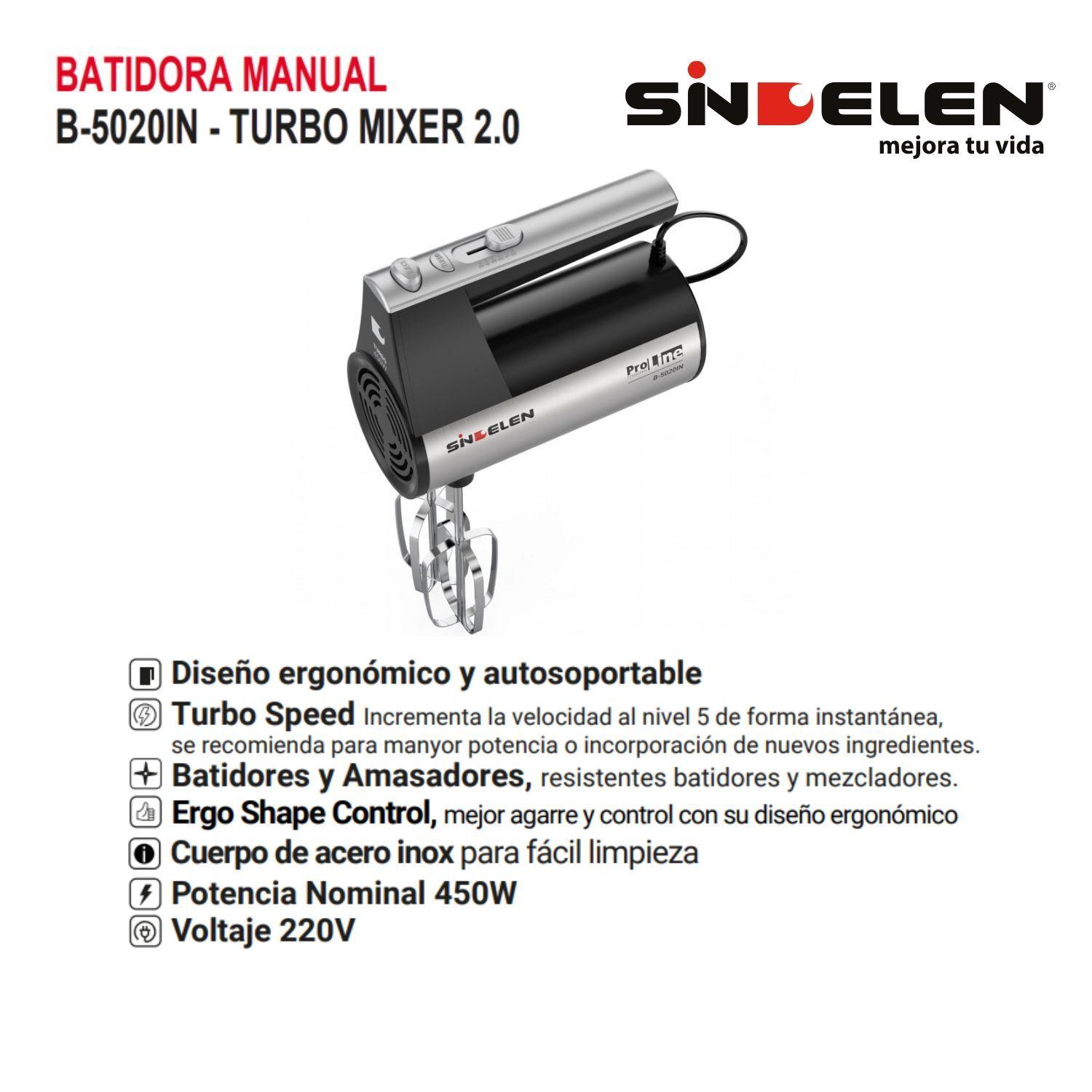 Batidora Manual B 5020in Sindelen 5velocides Turbo 450 Watts-5