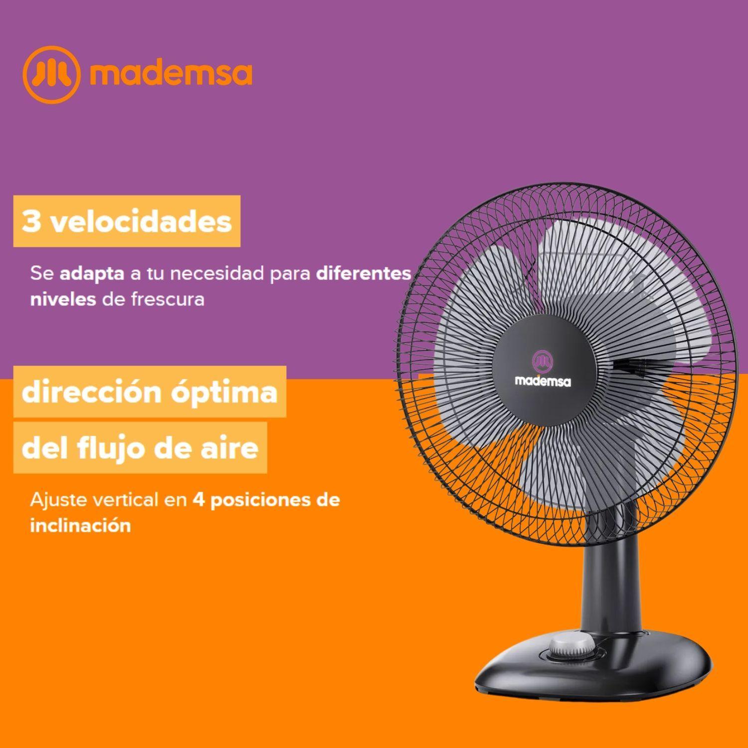 Ventilador Sobremesa Mademsa Silencioso 3 Vel Dfm12 305 Cm-6
