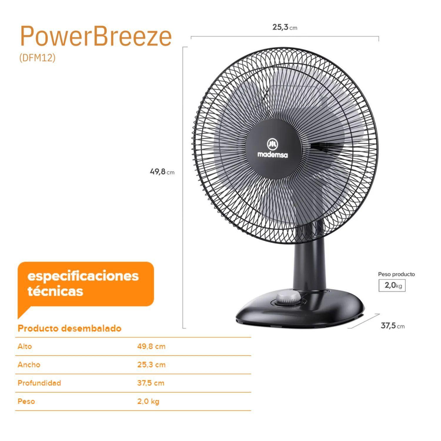 Ventilador Sobremesa Mademsa Silencioso 3 Vel Dfm12 305 Cm-7