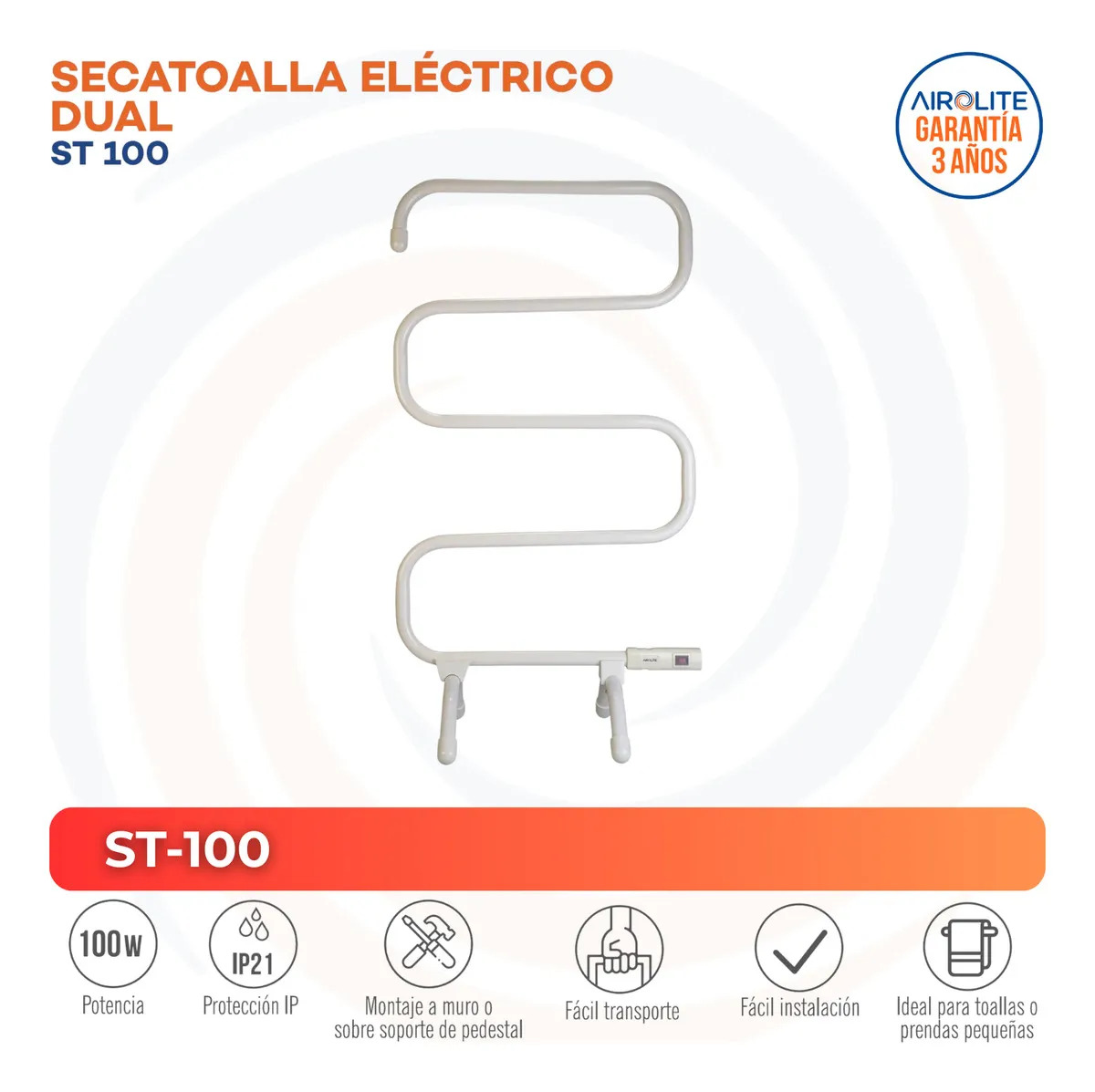 Secatoallas Dual Blanco 100w St 100 Airolite Secador Toallas-2