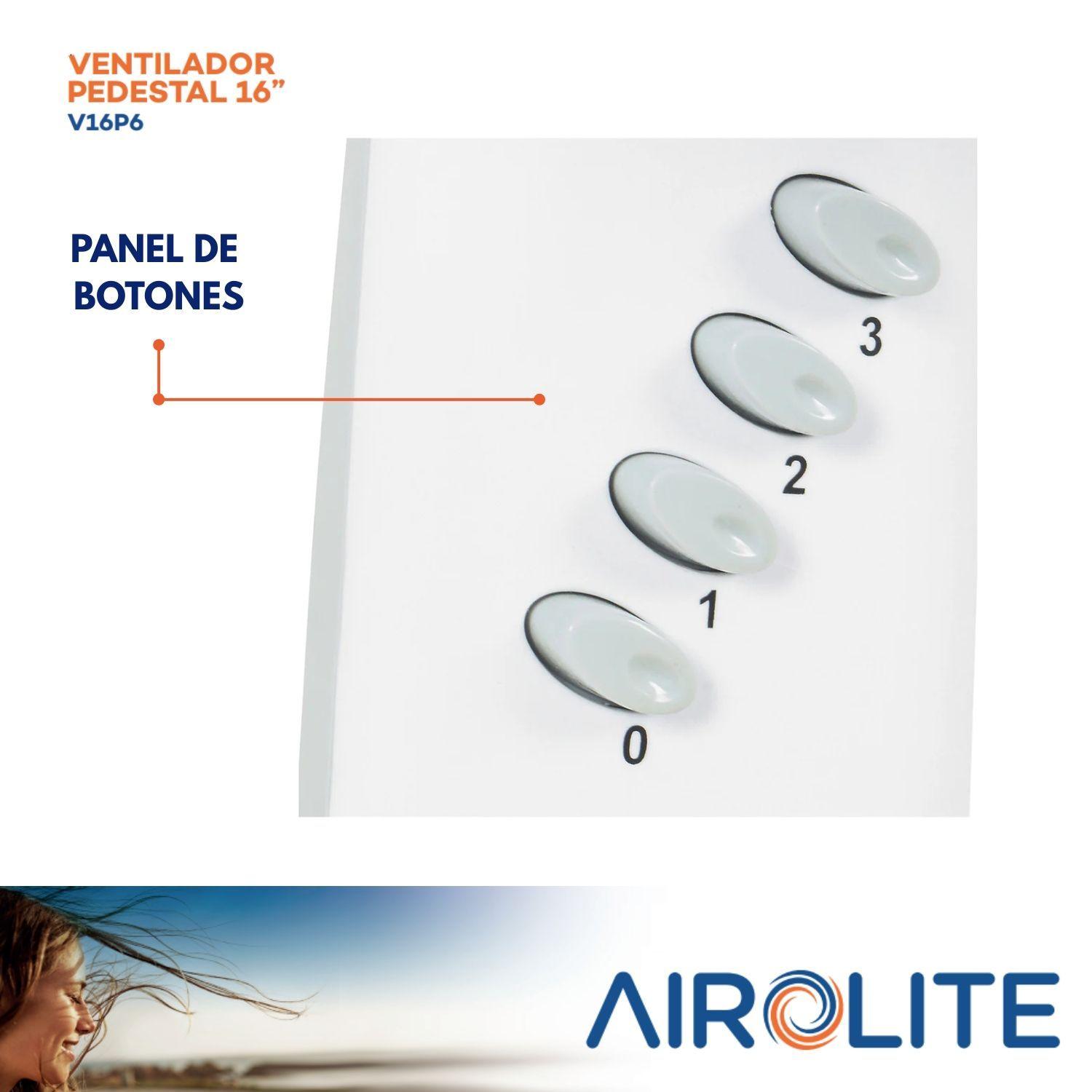 Ventilador Pedestal Pie Silencioso 16 V16p6 Airolite 406cm-3