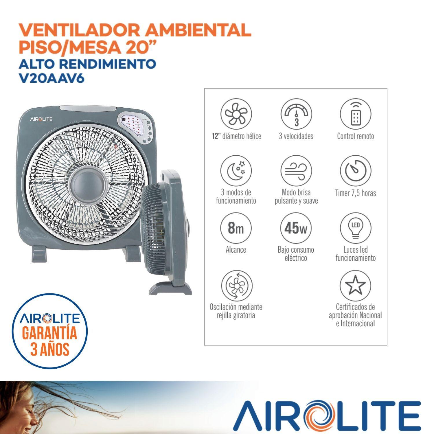 Ventilador Piso Escritorio 12 Cr Y Timer V12a5r Airolite-6