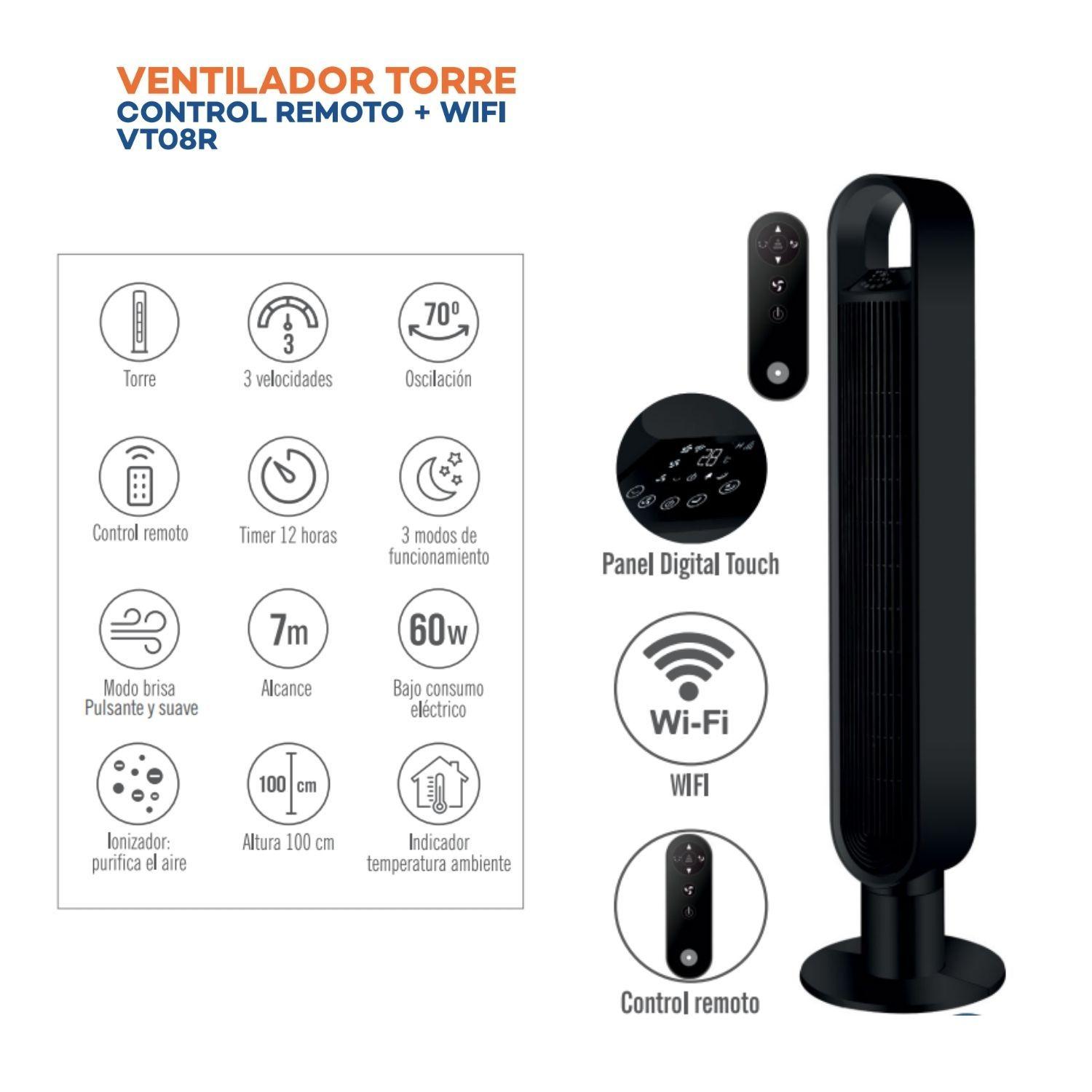 Ventilador Torre Pie Purificador Aire Vt08r Wifi Airolite Control Remoto-2