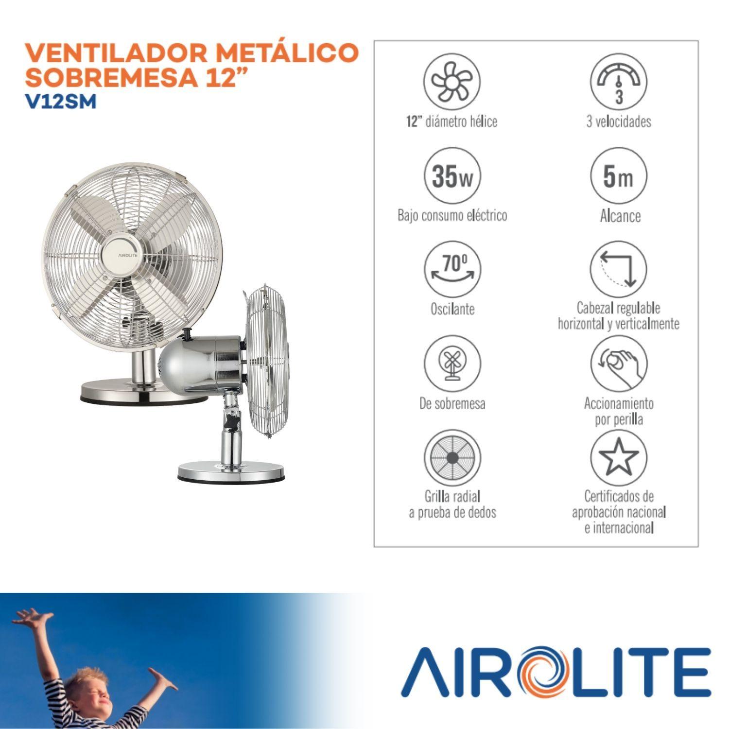 Ventilador Sobremesa Silencioso Metálico V12sm Airolite-3