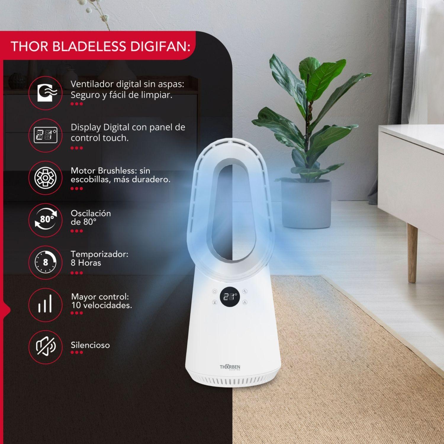 Ventilador Escritorio Pie Silencioso Thor Bladeless Digi Fan Thorben-3